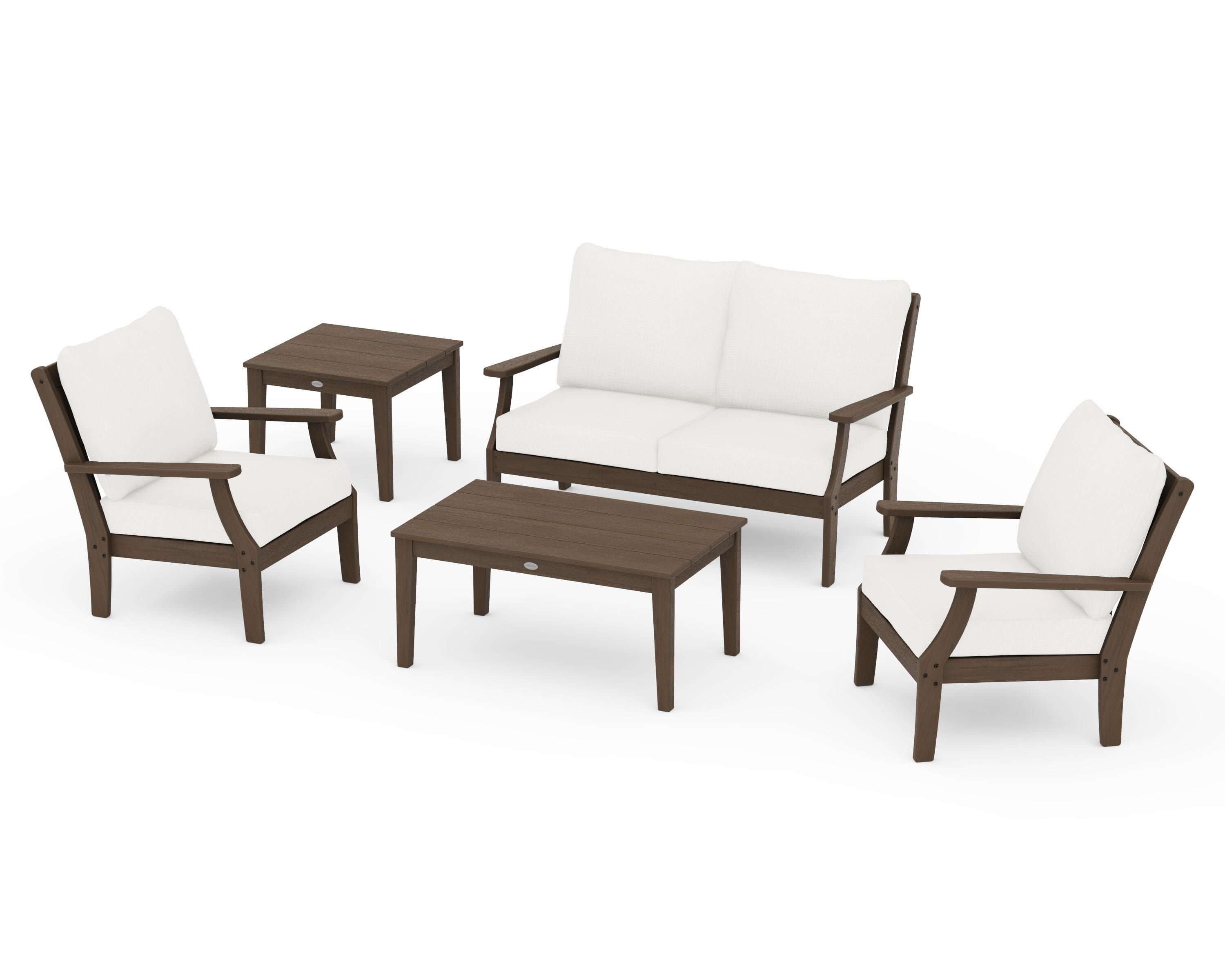 POLYWOOD Braxton 5-Piece Deep Seating Set in Kona / Natural Linen