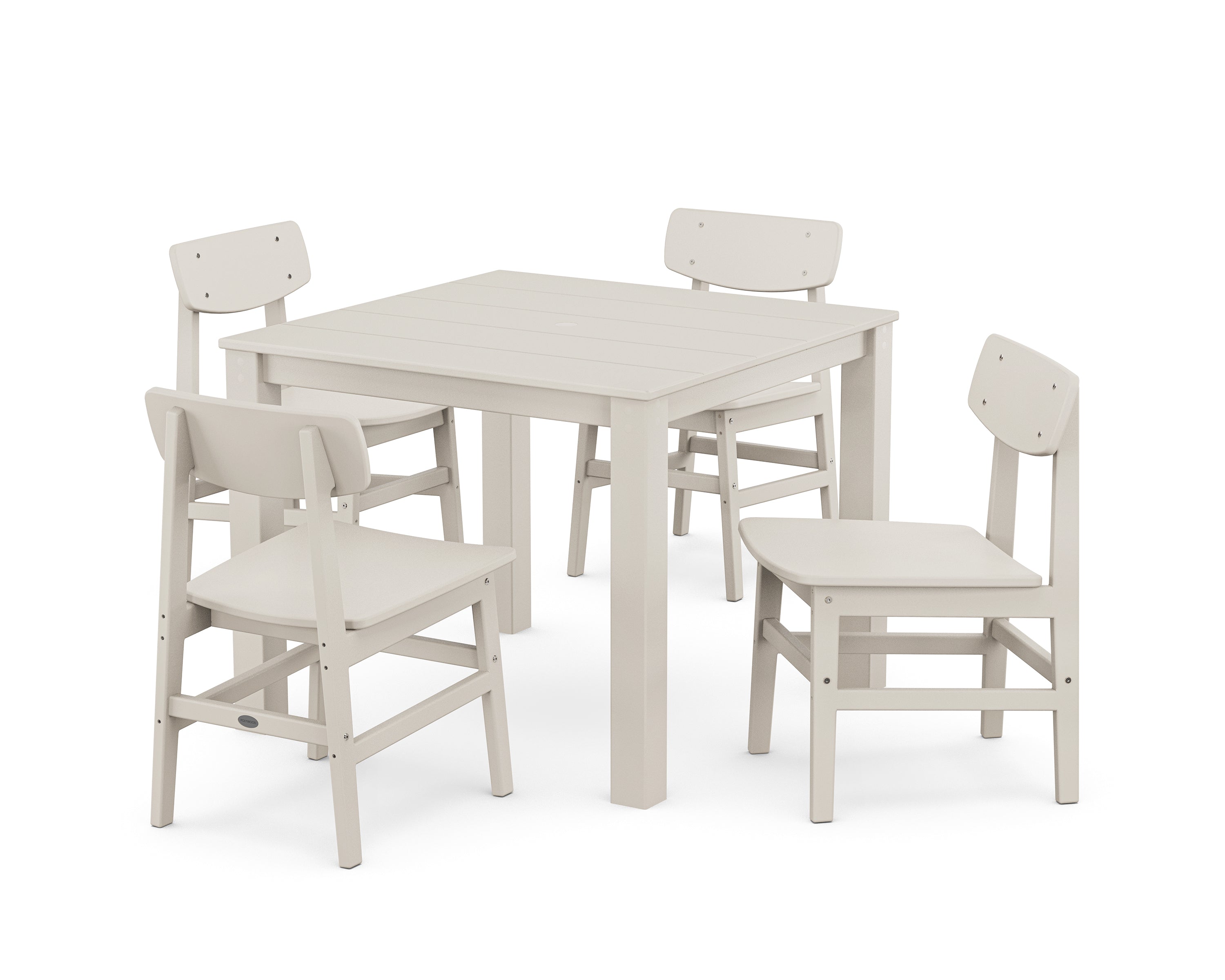 POLYWOOD Modern Studio Urban Chair 5-Piece Parsons Dining Set in Sand