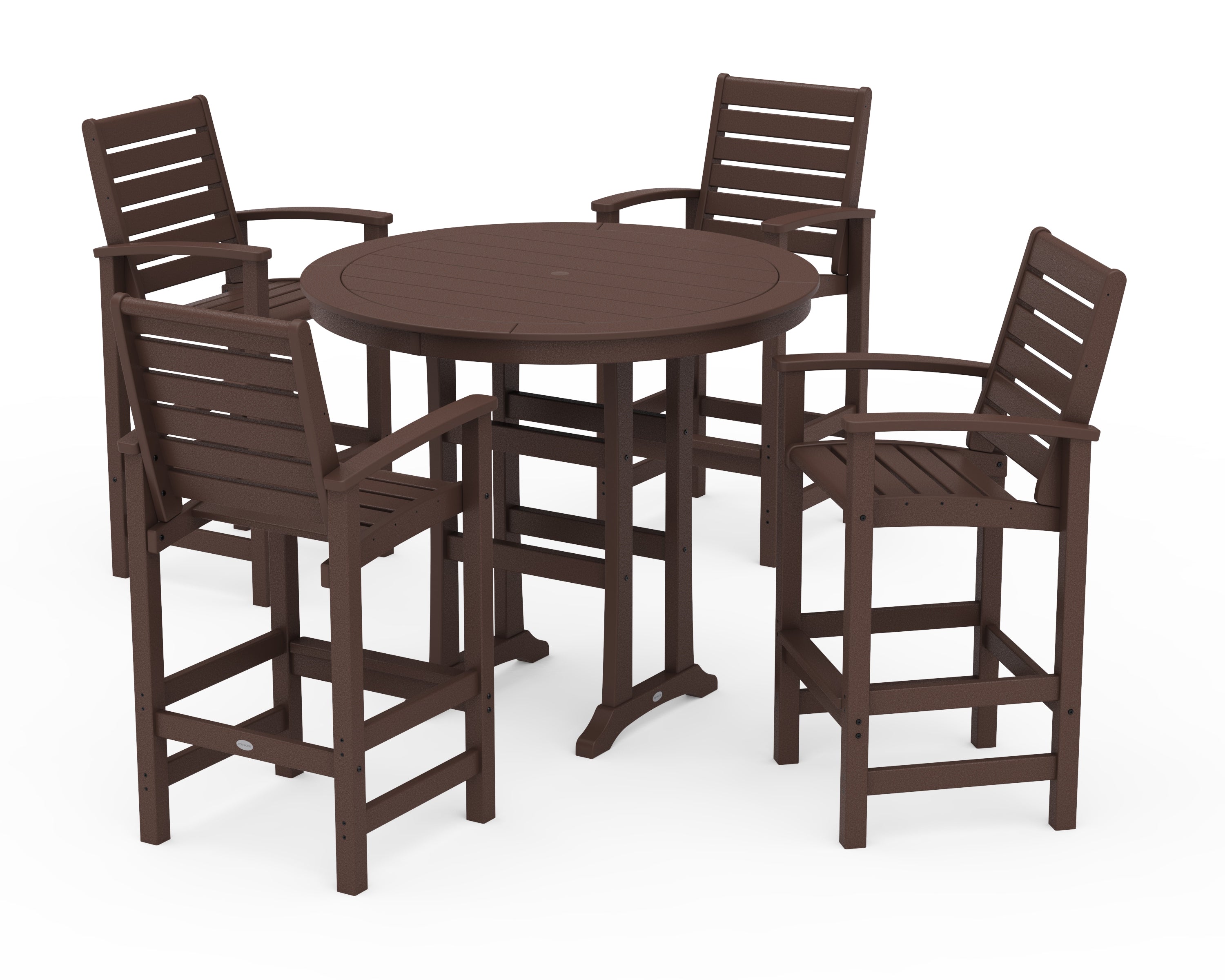 POLYWOOD 5 Piece Signature Bar Dining Set in Mahogany