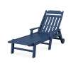 Country Living Cottage Chaise with Arms and Wheels in Navy
