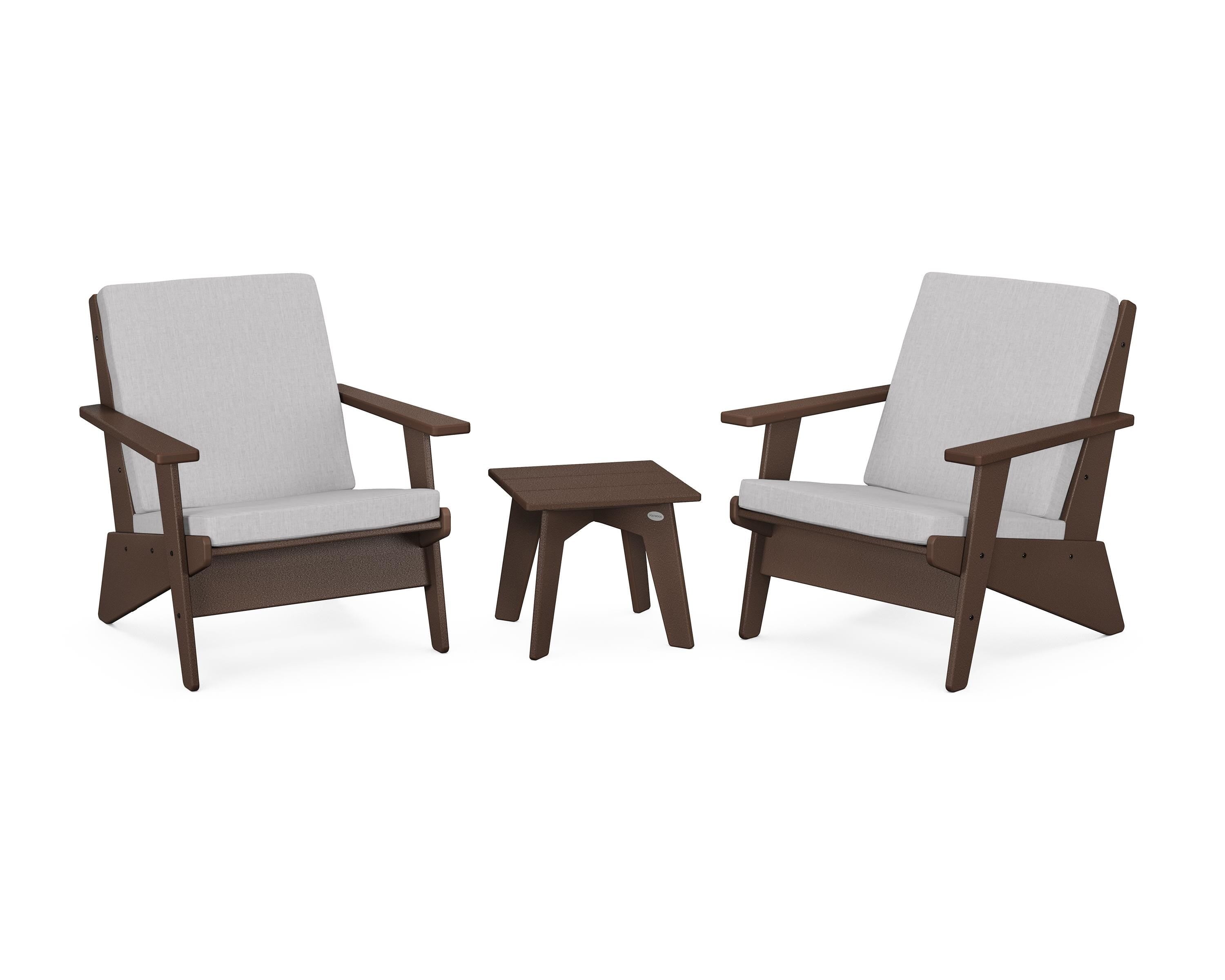 POLYWOOD Riviera Modern Lounge 3-Piece Set in Mahogany / Granite