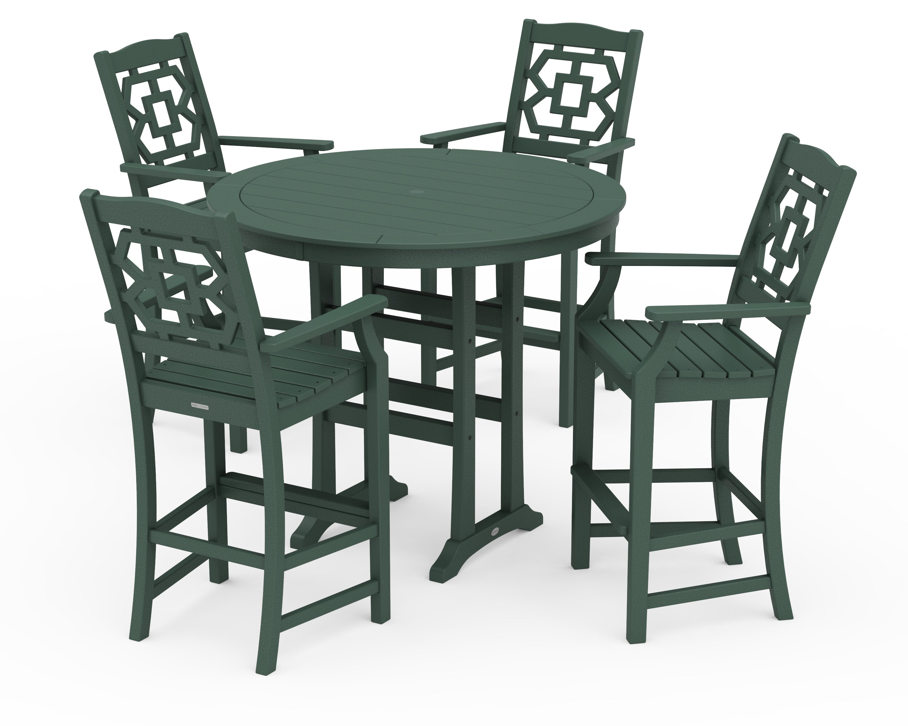Martha Stewart by POLYWOOD Chinoiserie 5-Piece Round Bar Set in Green