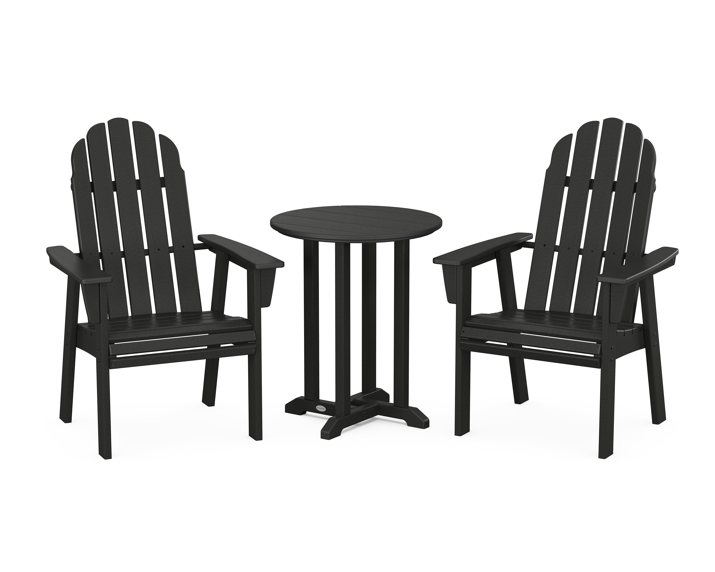 POLYWOOD Vineyard Adirondack 3-Piece Round Bistro Dining Set in Black