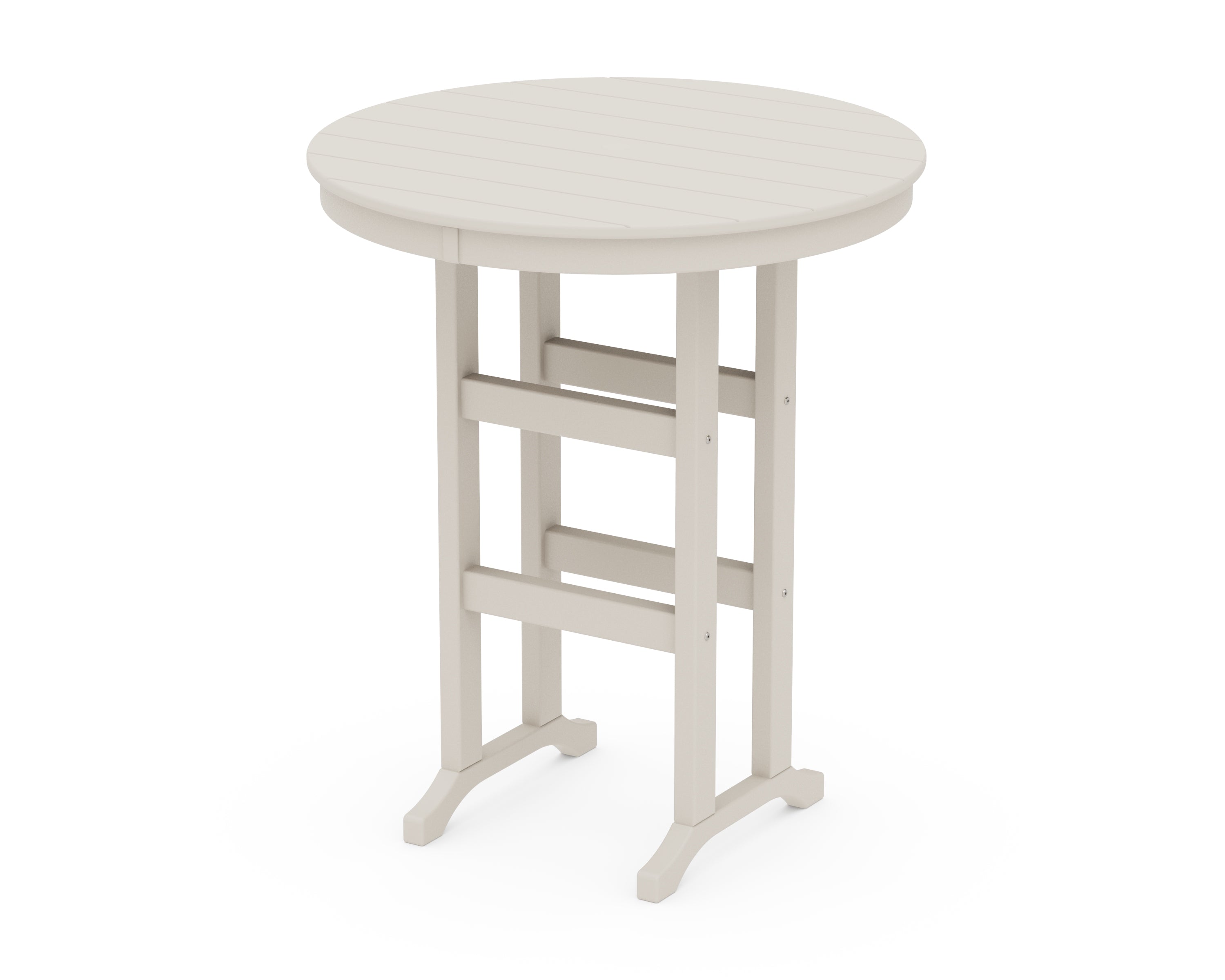 POLYWOOD 36" Round Farmhouse Bar Table in Sand