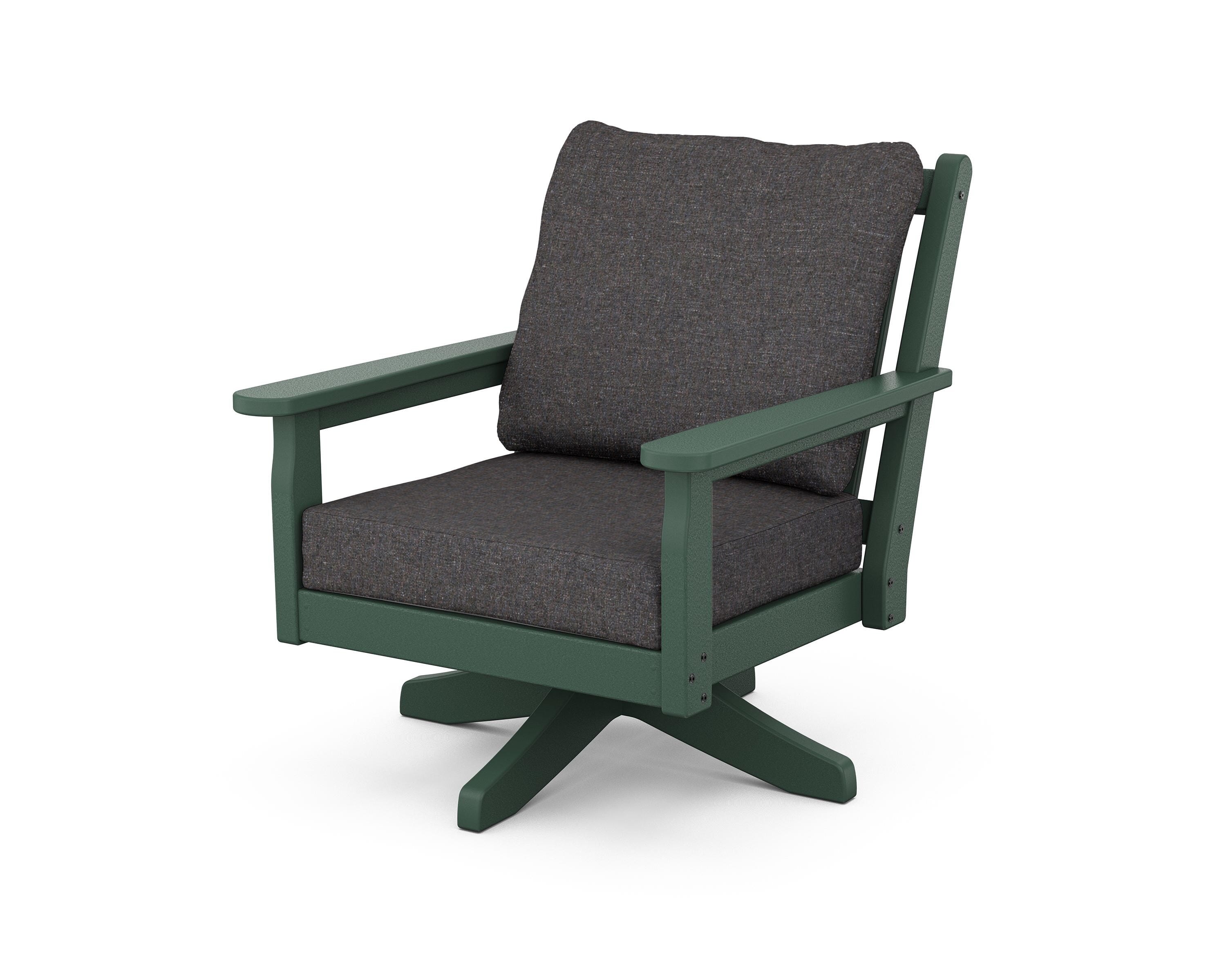 POLYWOOD Chippendale Deep Seating Swivel Chair in Green / Ash Charcoal