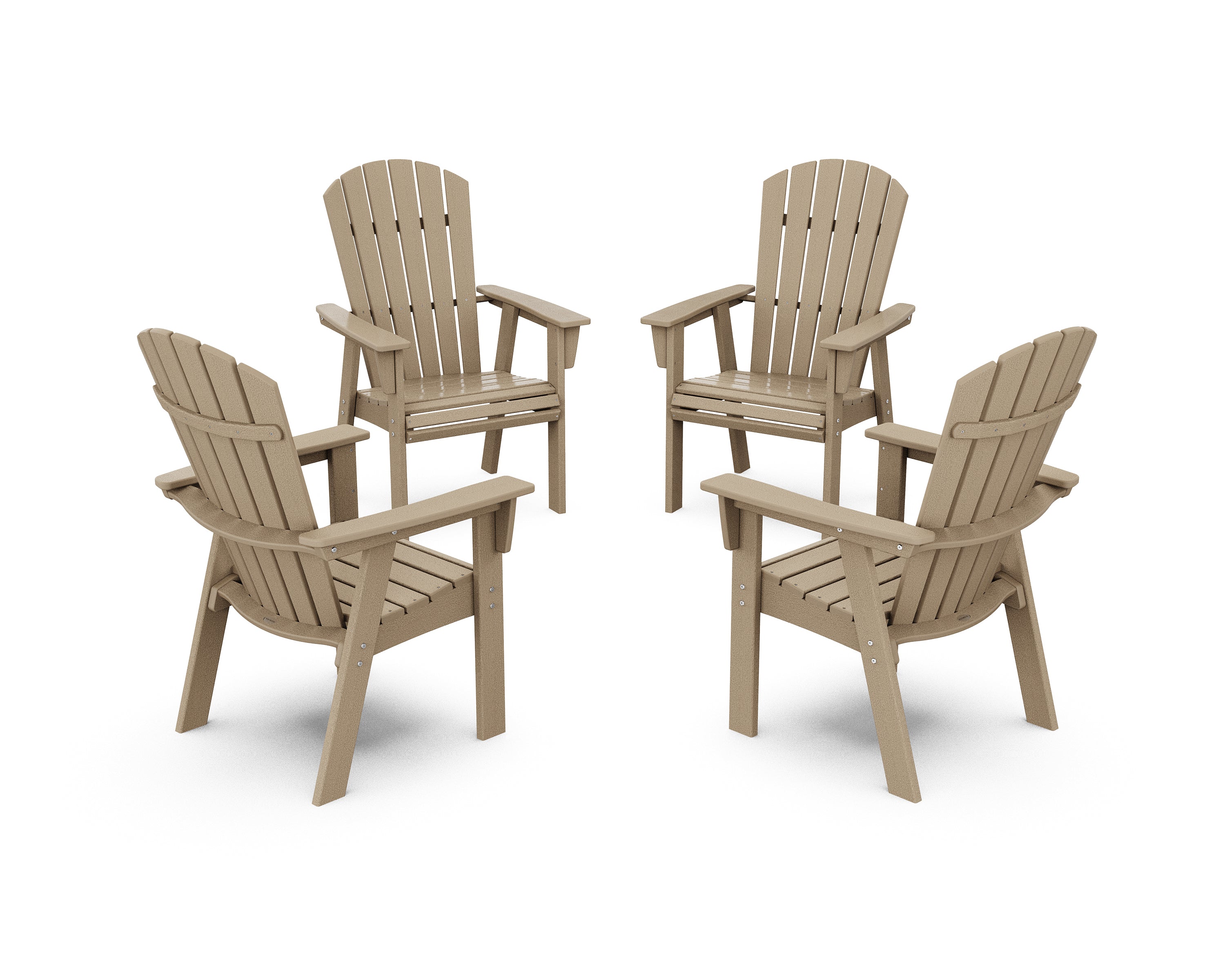 POLYWOOD® Nautical 4-Piece Curveback Upright Adirondack Conversation Set in Vintage Sahara