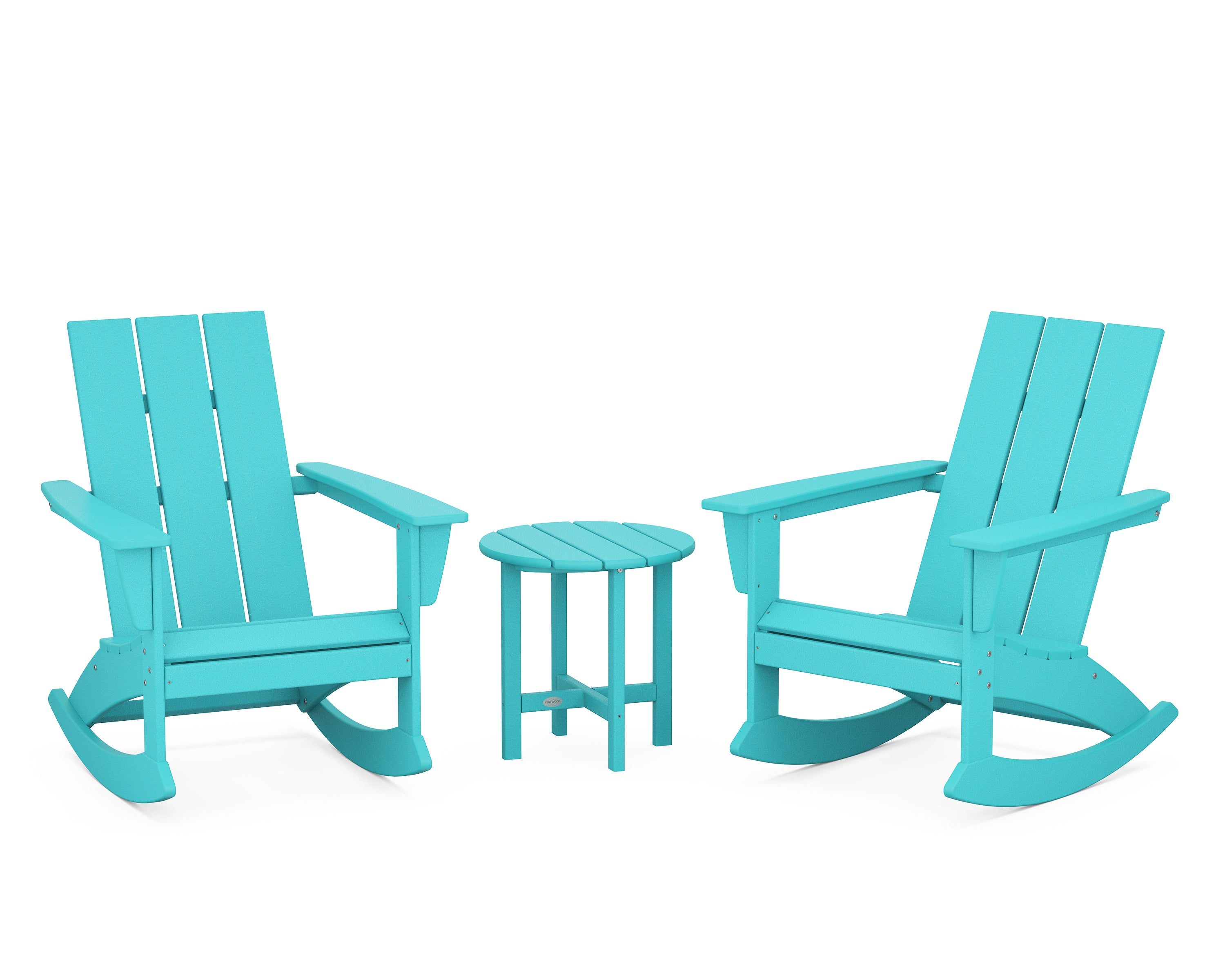 POLYWOOD® Modern 3-Piece Adirondack Rocking Chair Set in Aruba