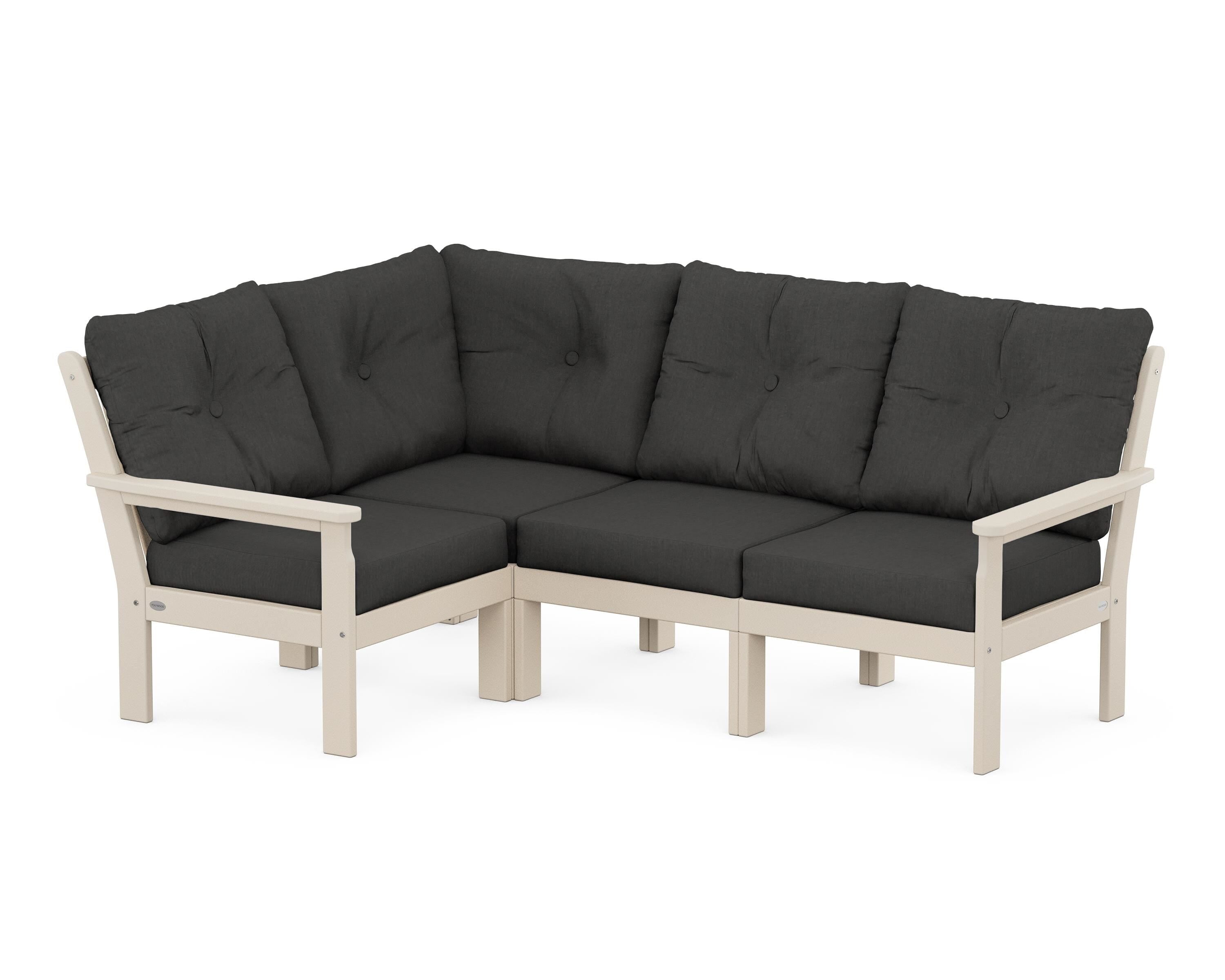 POLYWOOD Vineyard 4-Piece Sectional in Sand / Spectrum Carbon