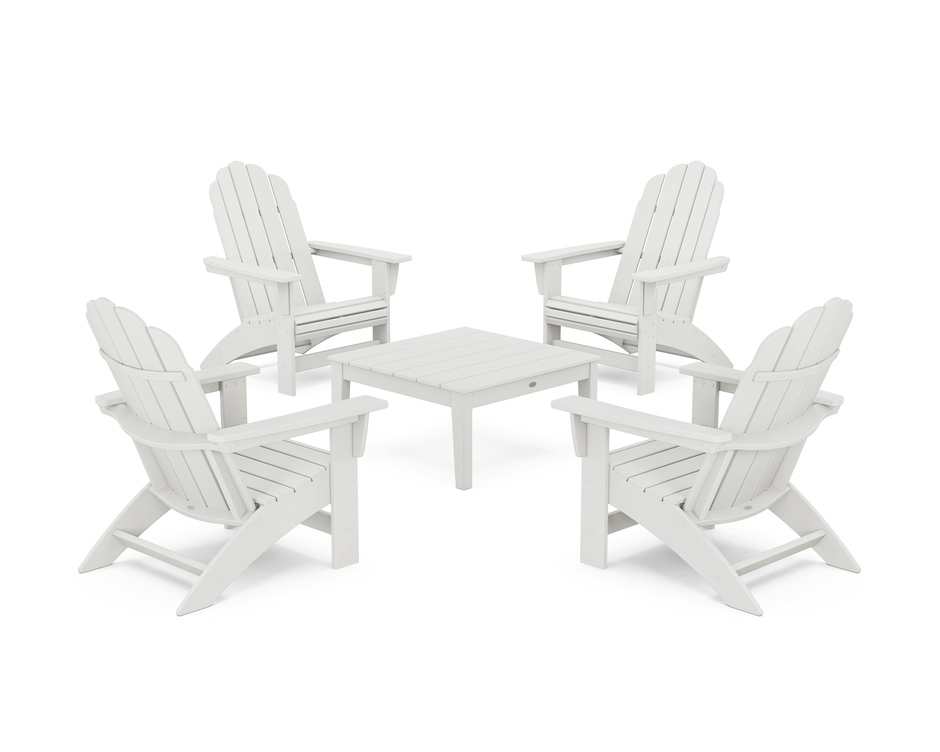 POLYWOOD 5-Piece Vineyard Grand Adirondack Chair Conversation Group in Vintage White
