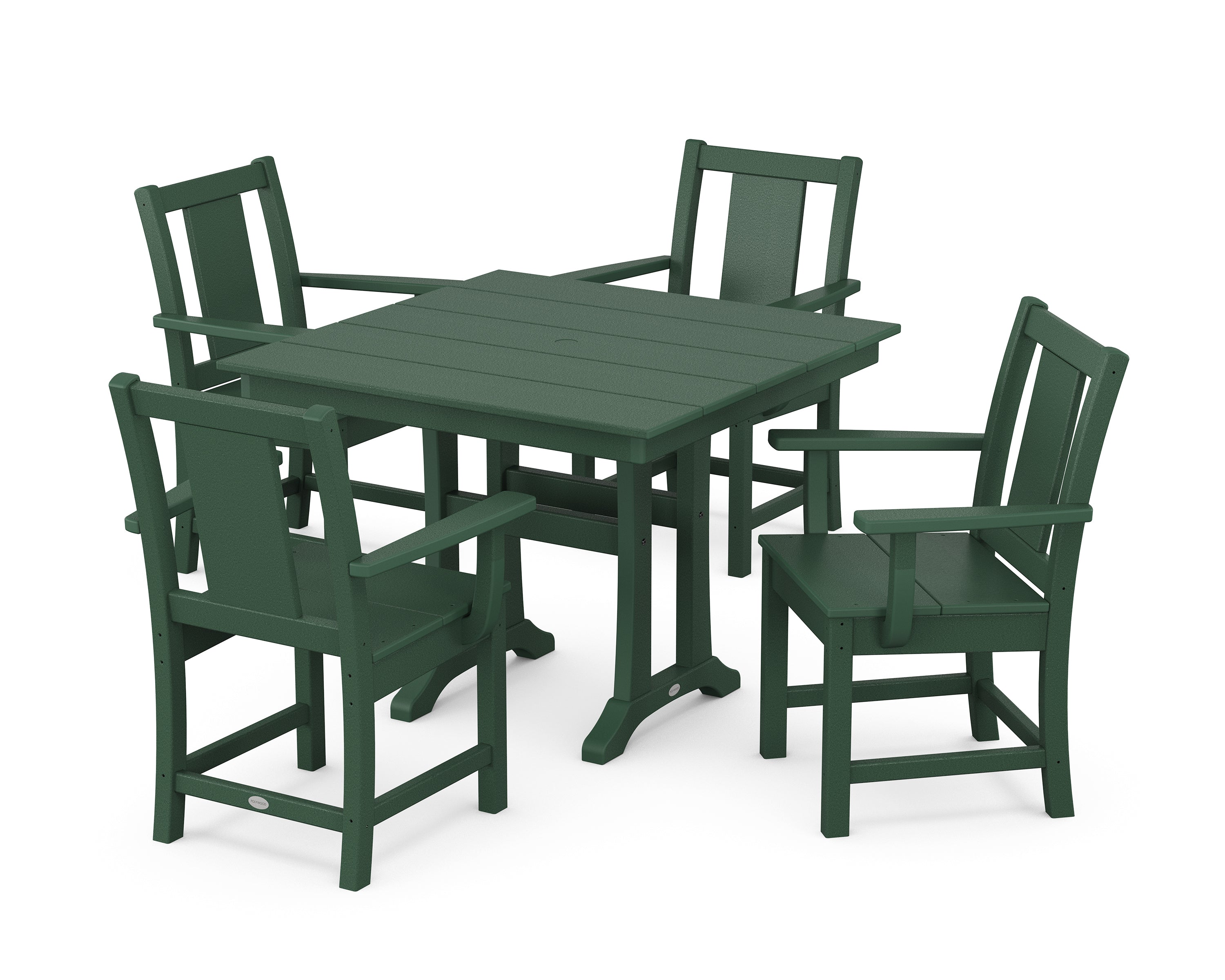 POLYWOOD Prairie 5-Piece Farmhouse Dining Set with Trestle Legs in Green