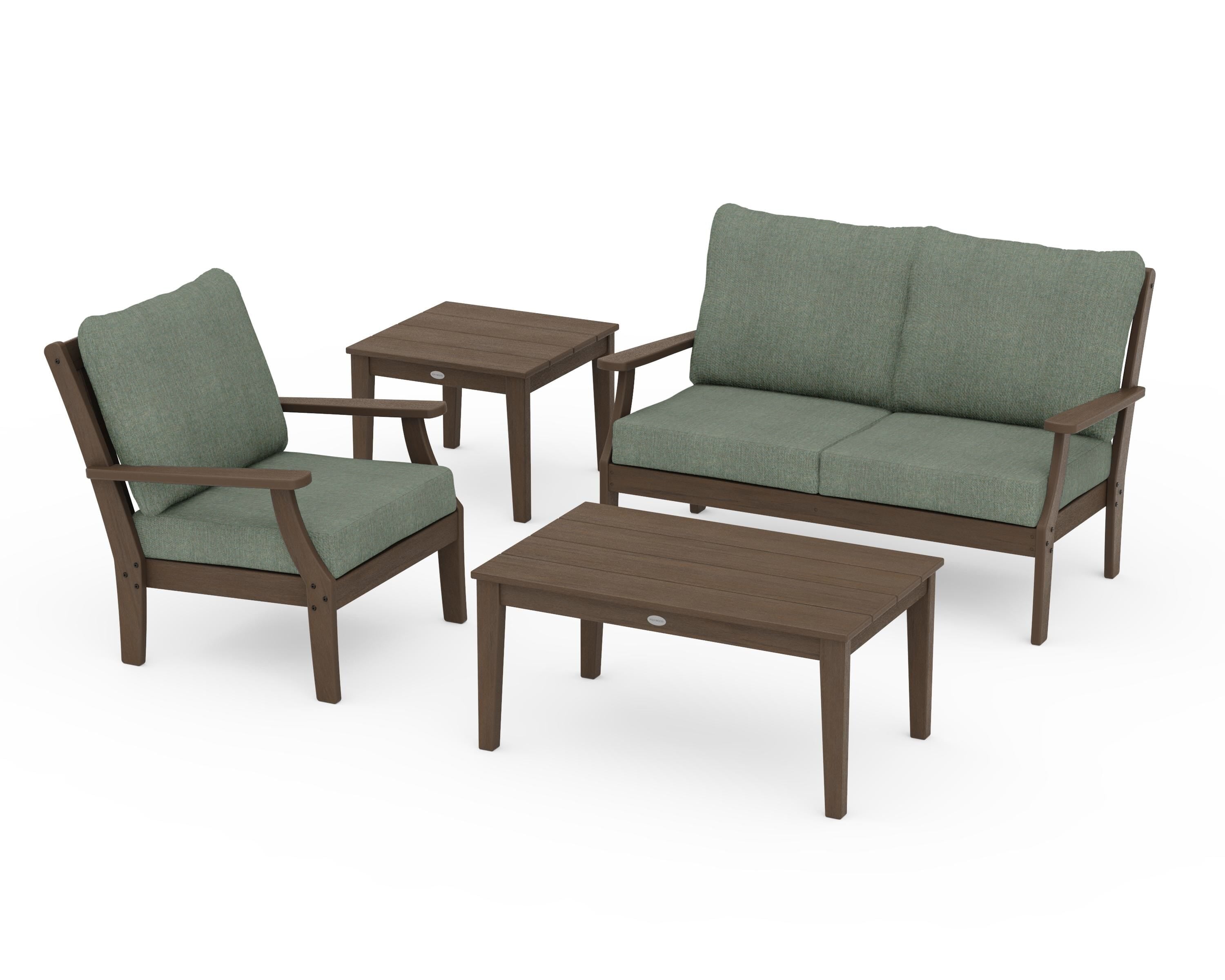 POLYWOOD Braxton 4-Piece Deep Seating Set in Kona / Cast Sage
