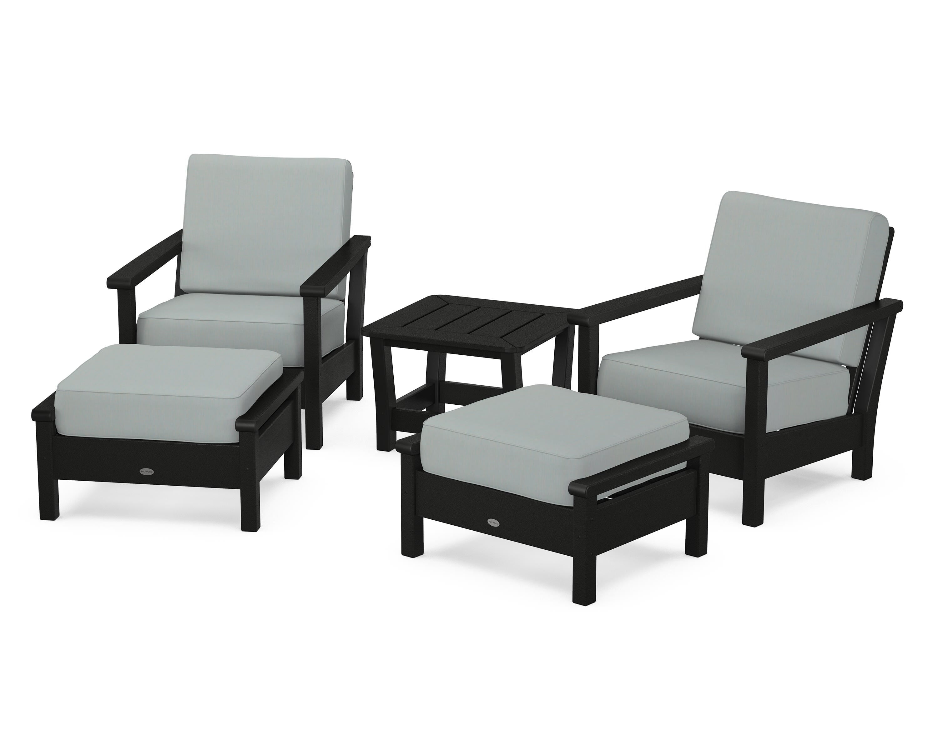 POLYWOOD Harbour 5-Piece Deep Seating Chair Set in Black / Spa