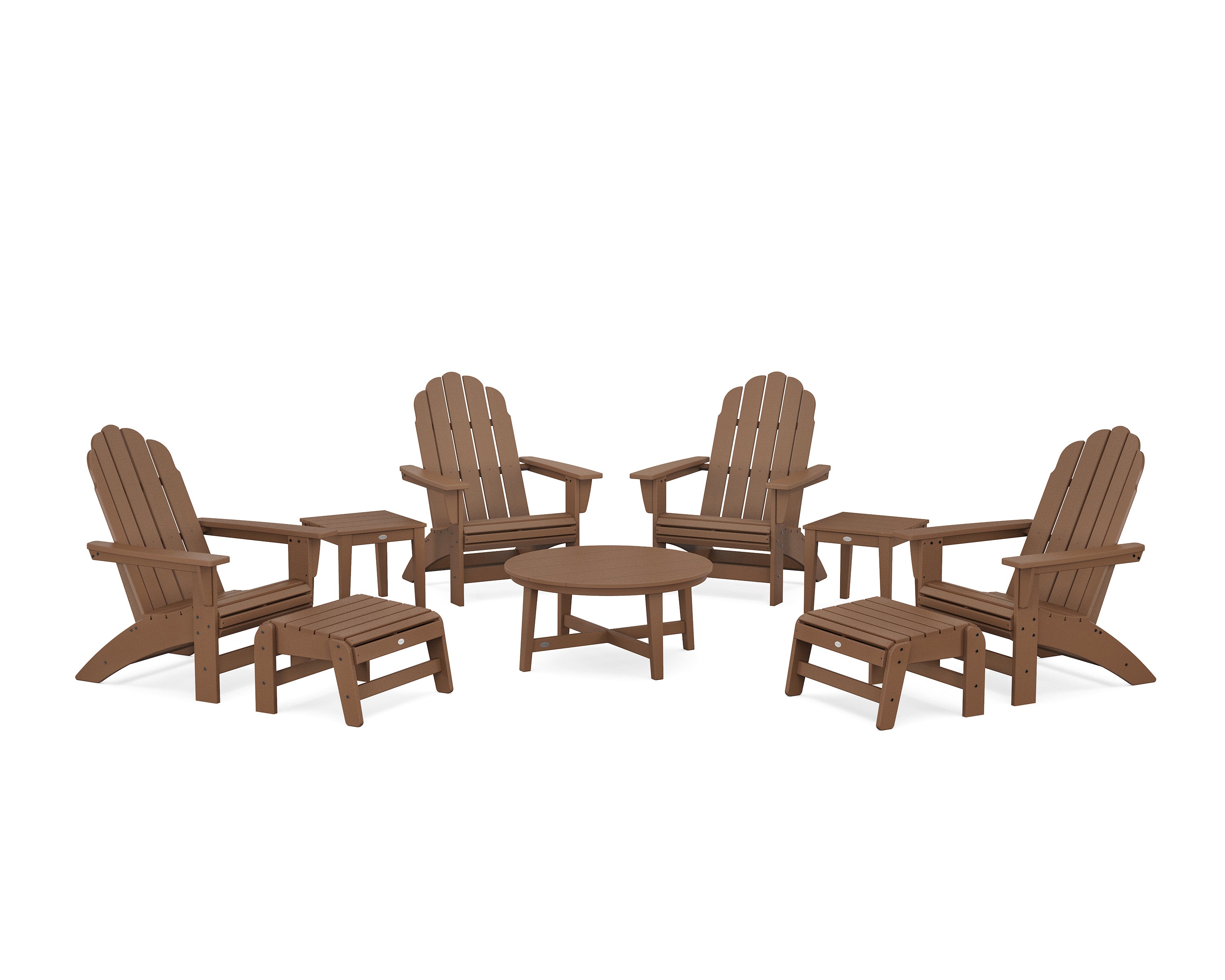 POLYWOOD Vineyard Grand Adirondack 9-Piece Conversation Set in Teak