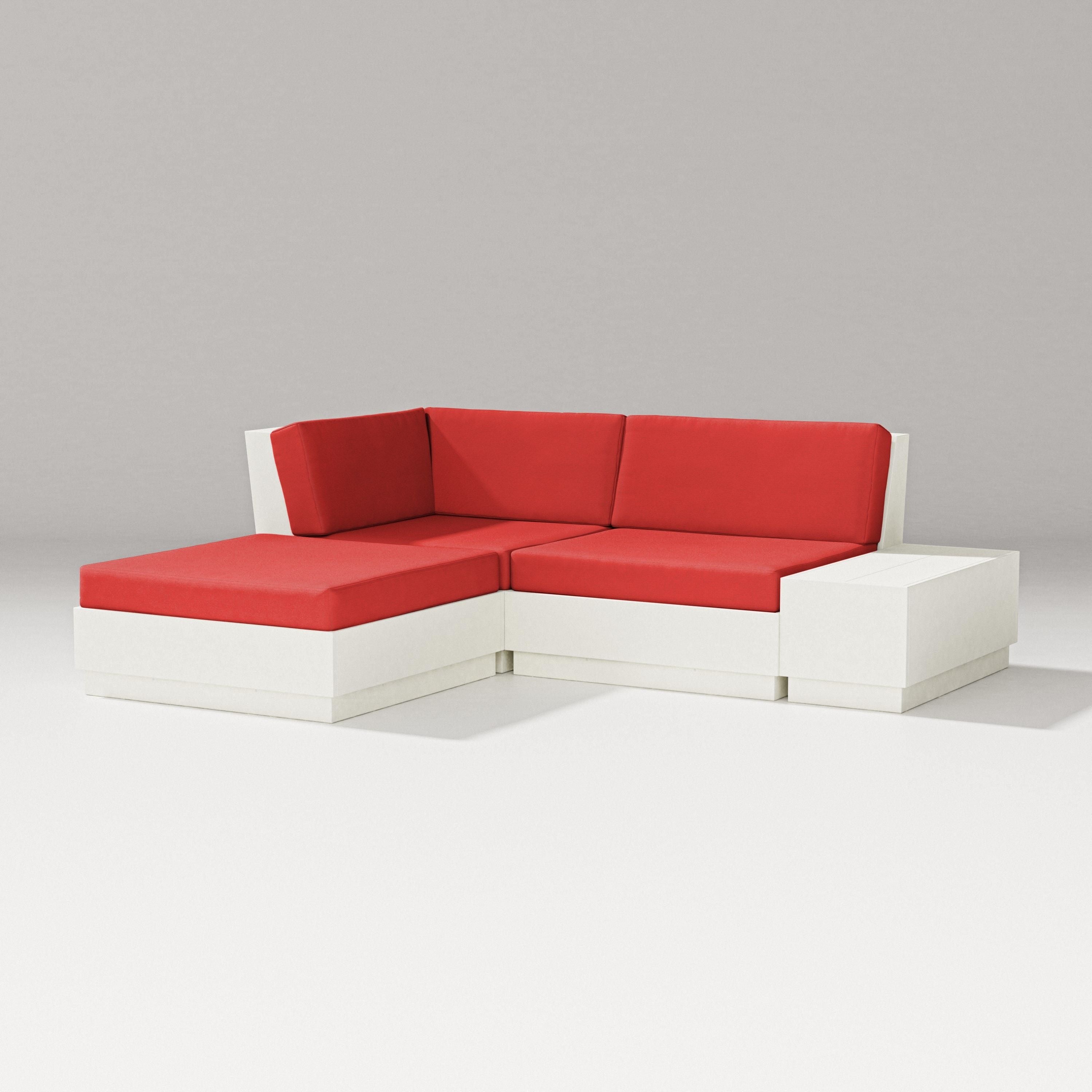 PW Designer Series Elevate Loveseat Sectional with Chaise in Vintage White / Crimson Linen