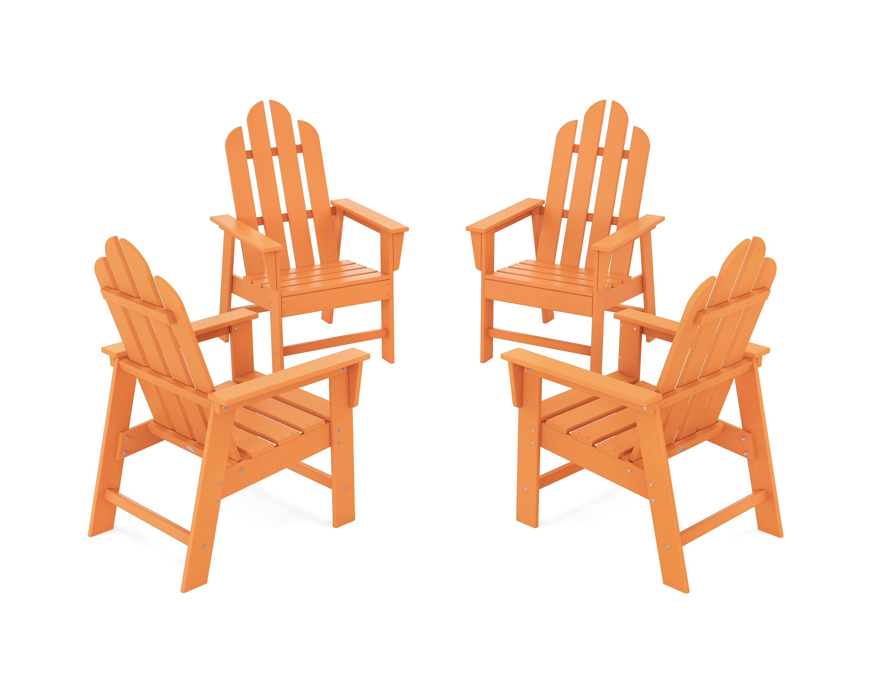 POLYWOOD Long Island 4-Piece Upright Adirondack Conversation Set in Tangerine