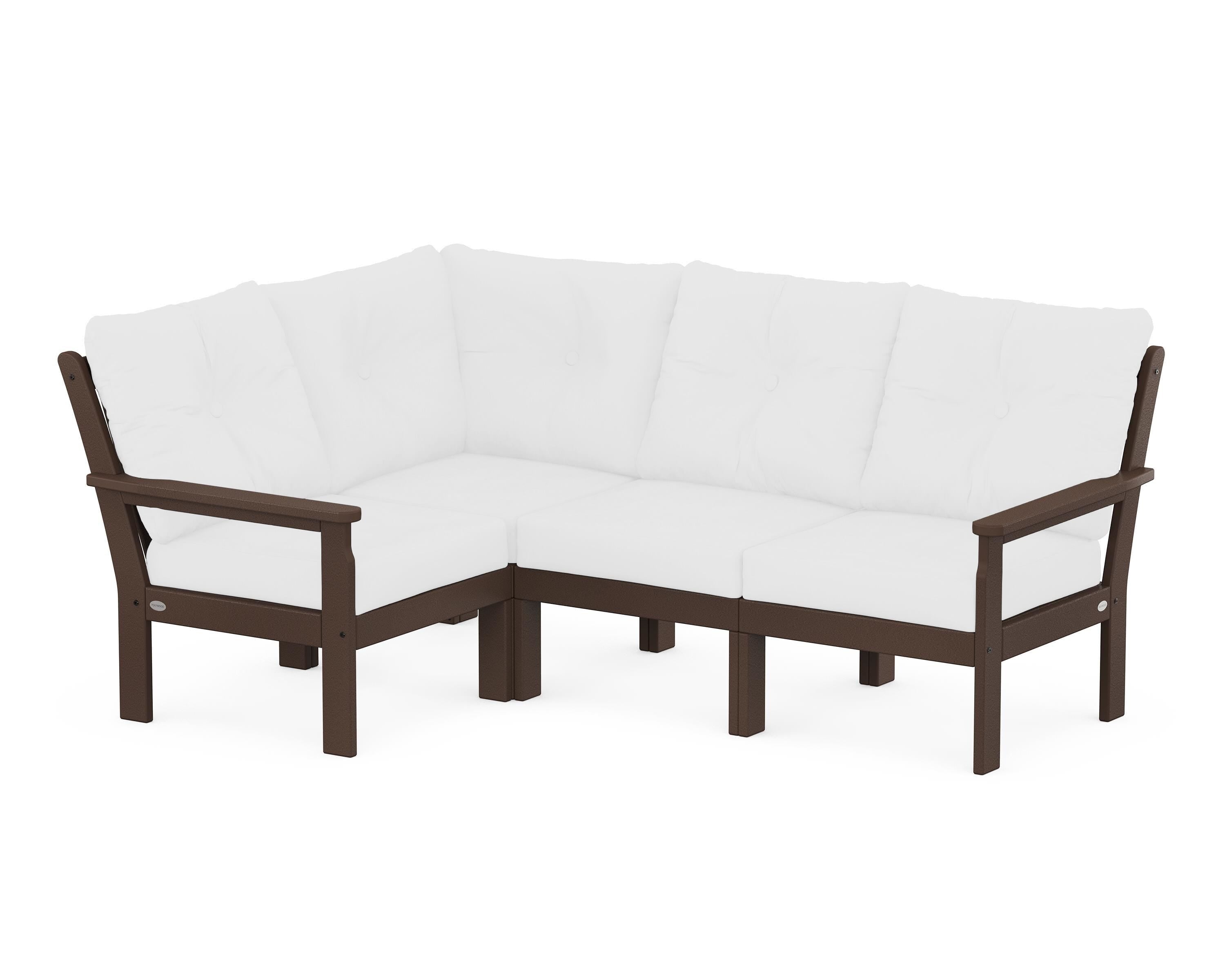 POLYWOOD Vineyard 4-Piece Sectional in Mahogany / Natural
