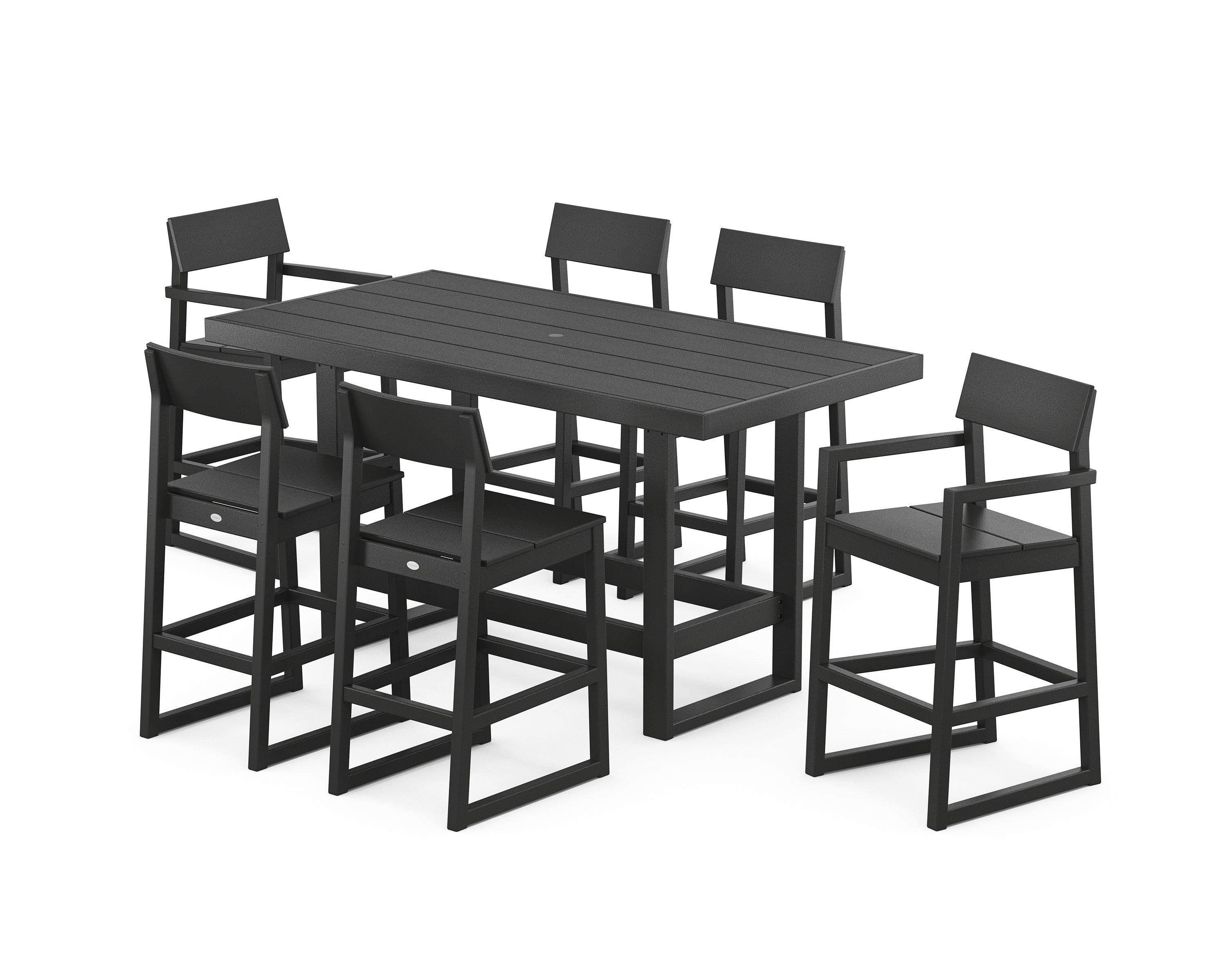 POLYWOOD EDGE 7-Piece Bar Table Set in Black