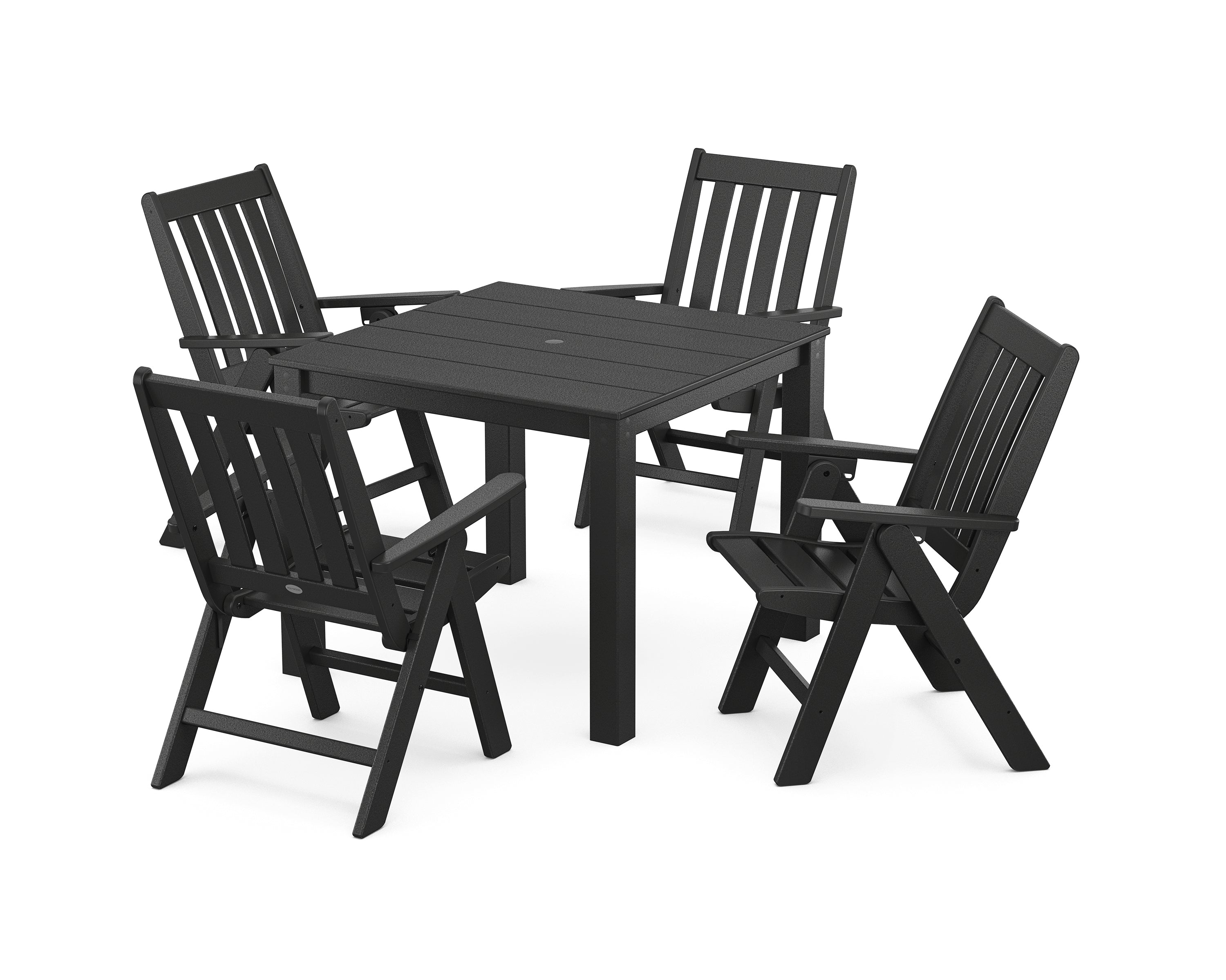 POLYWOOD Vineyard Folding Chair 5-Piece Parsons Dining Set in Black