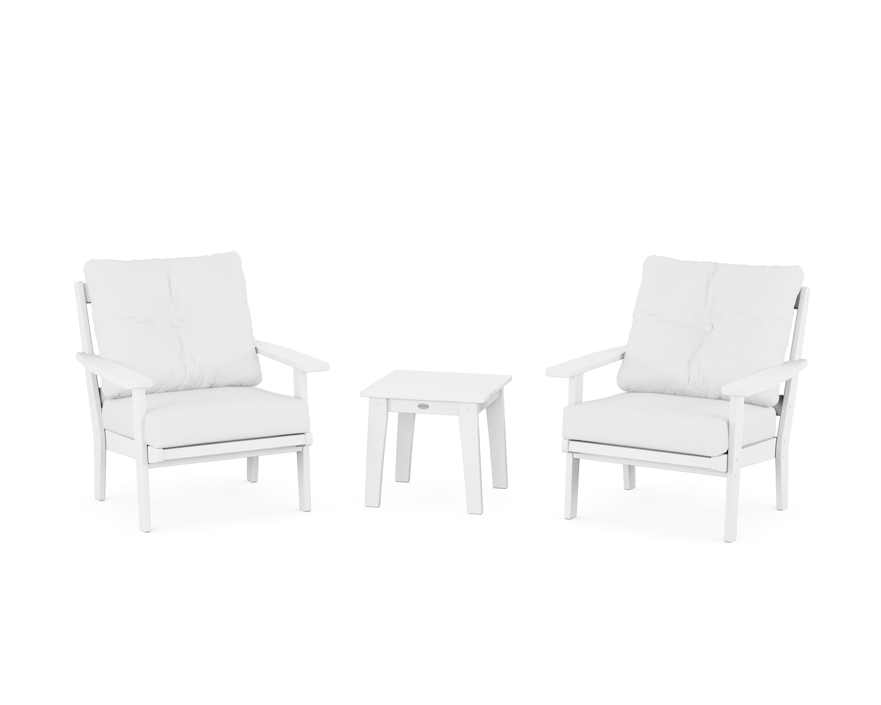 POLYWOOD Prairie 3-Piece Deep Seating Set in White / Natural