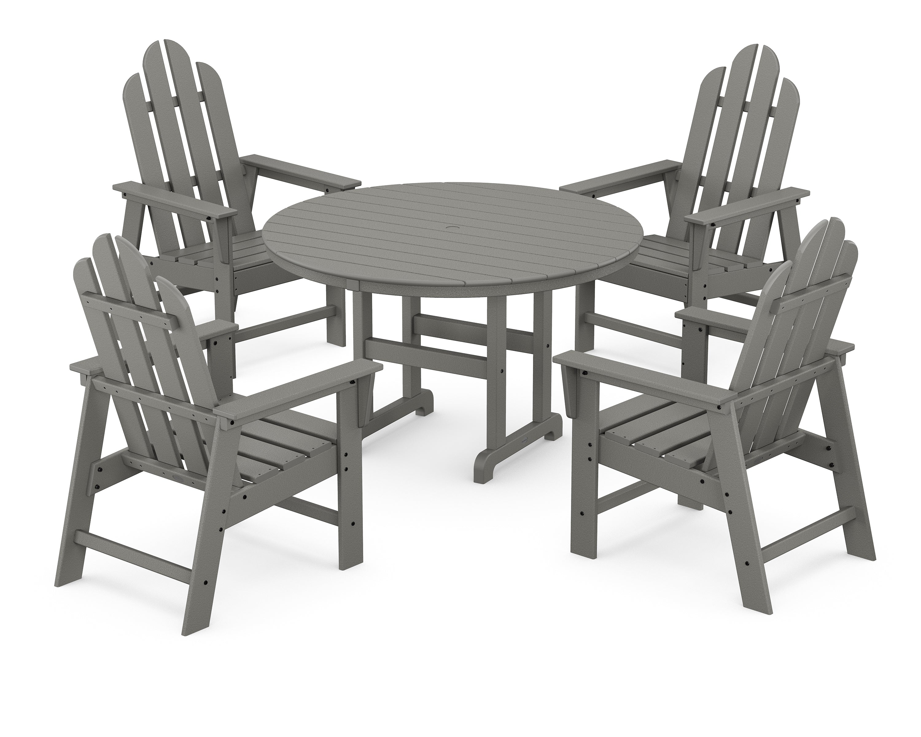 POLYWOOD® Long Island 5-Piece Round Farmhouse Dining Set in Slate Grey