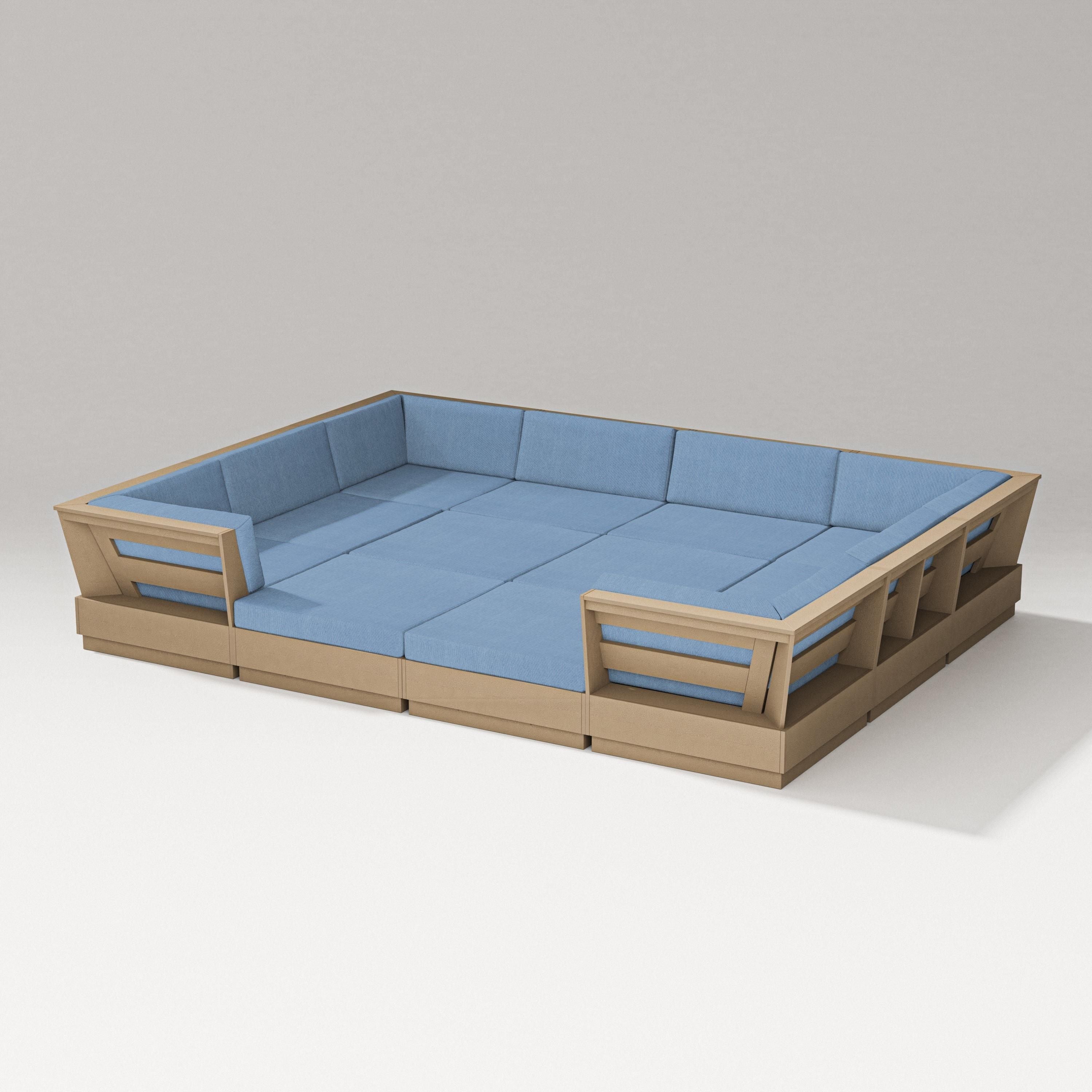 PW Designer Series Elevate 12-Piece Pit Sectional in Vintage Sahara / Sky Blue