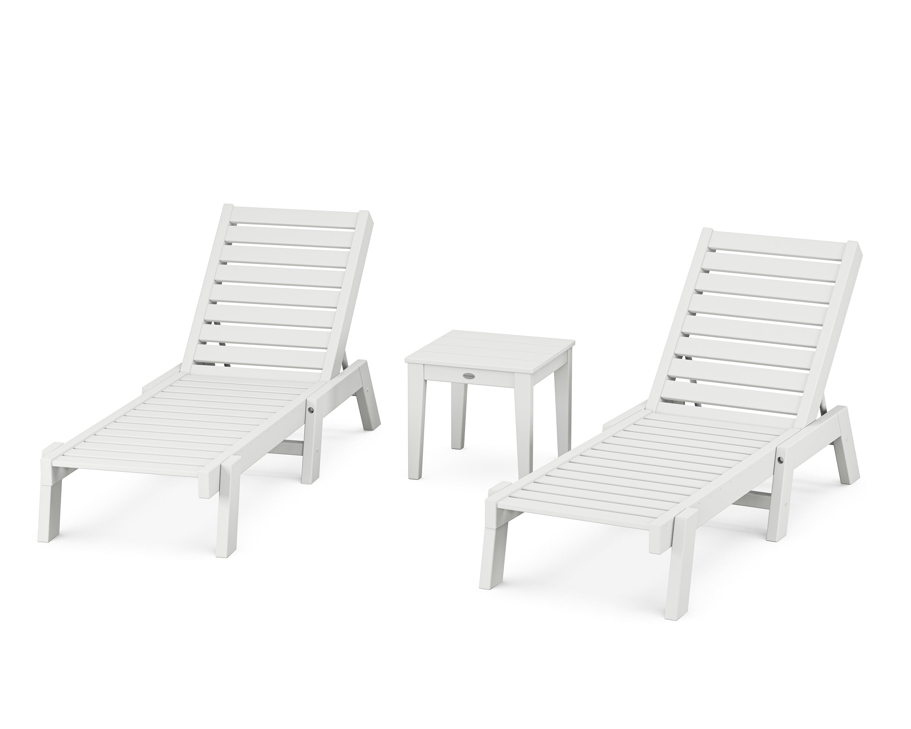 POLYWOOD Captain Chaise 3-Piece Set in White