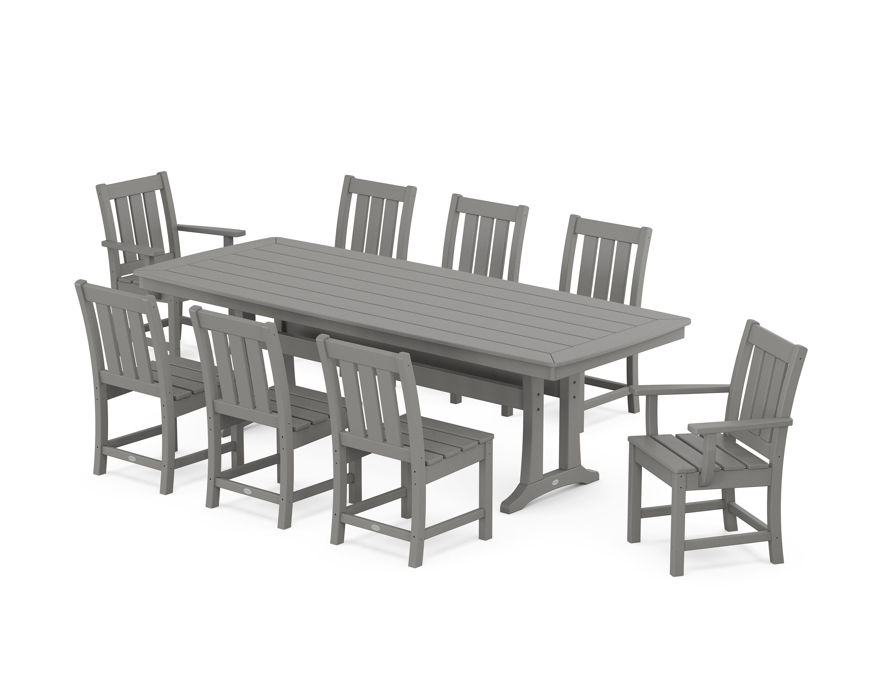 POLYWOOD® Oxford 9-Piece Dining Set with Trestle Legs in Slate Grey