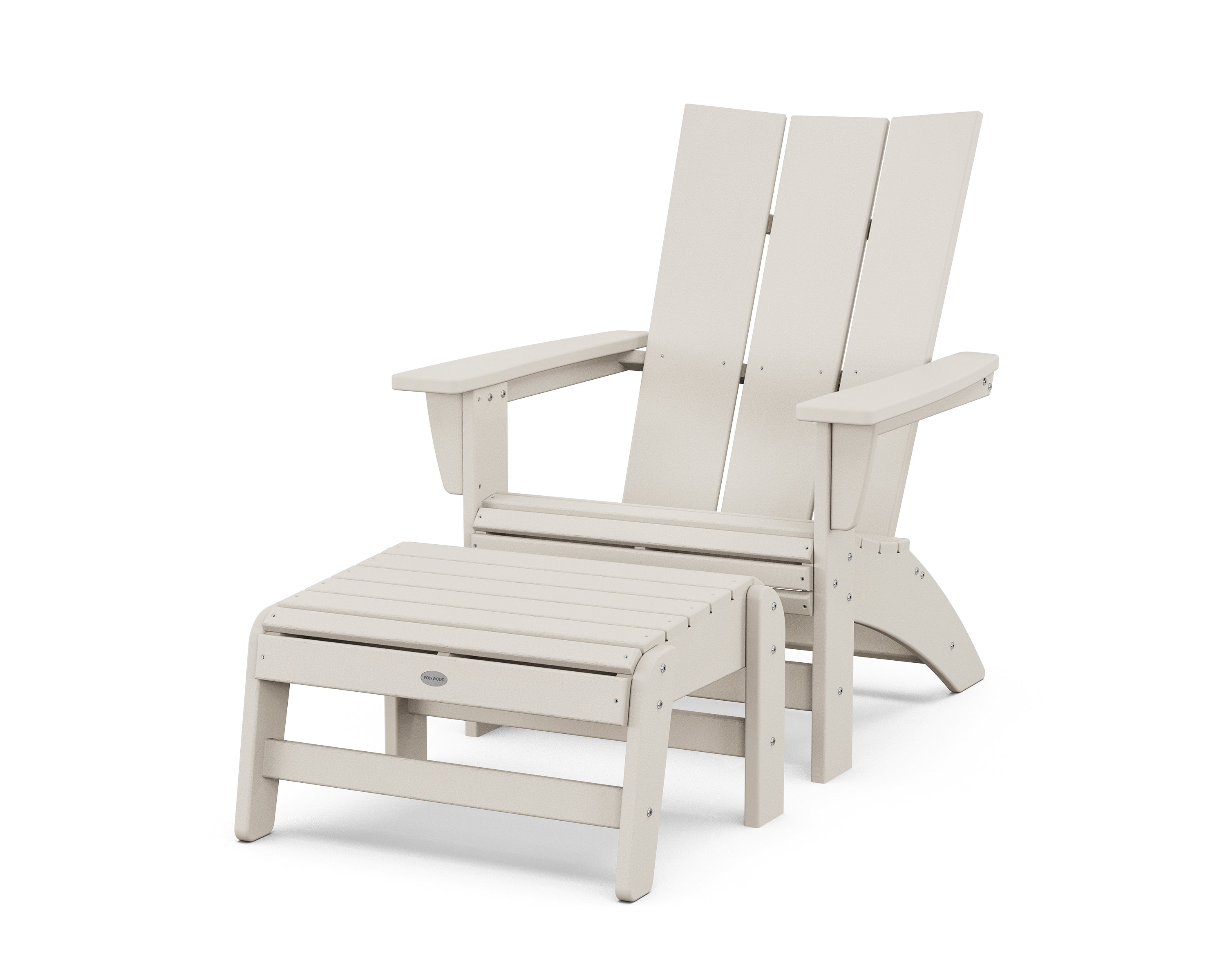 POLYWOOD Modern Grand Adirondack Chair with Ottoman in Sand