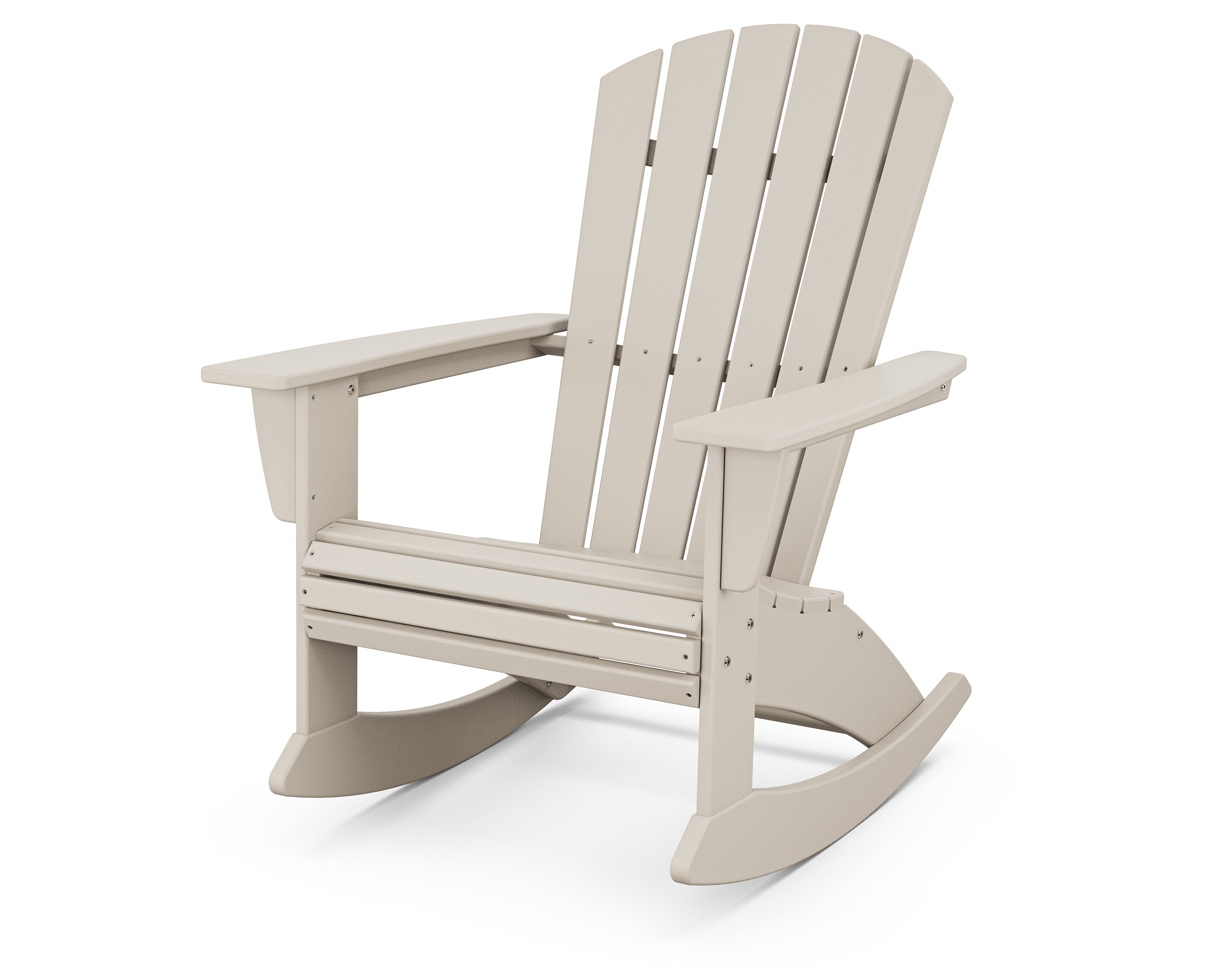 POLYWOOD Nautical Curveback Adirondack Rocking Chair in Sand