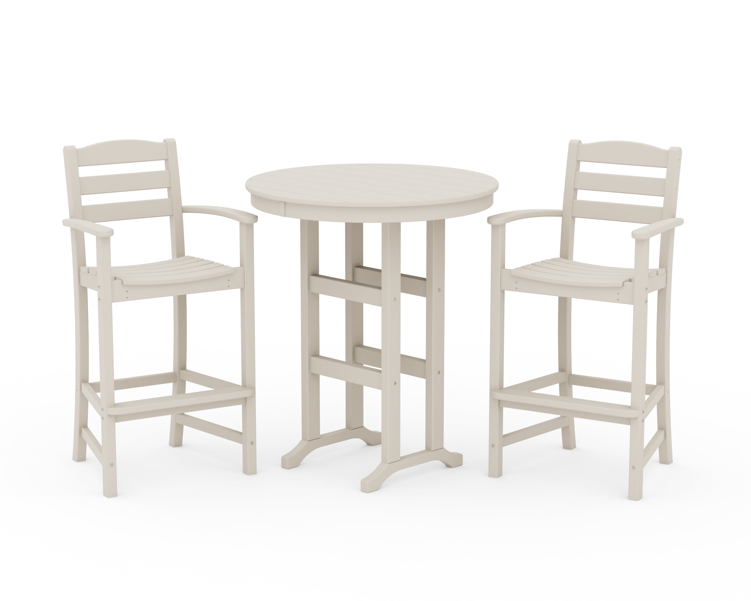 POLYWOOD La Casa Café 3-Piece Round Farmhouse Bar Set in Sand