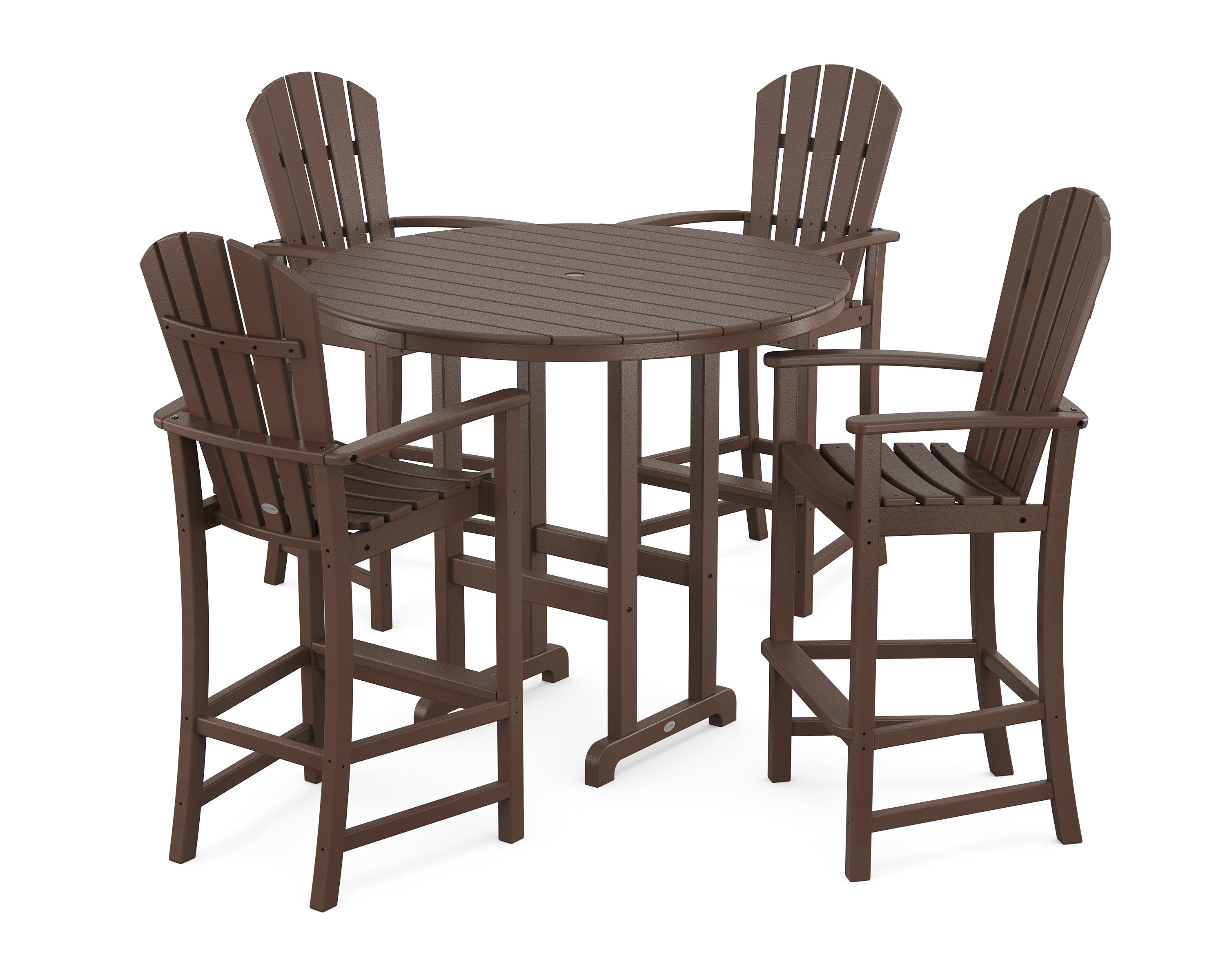 POLYWOOD® Palm Coast 5-Piece Round Farmhouse Bar Set in Mahogany