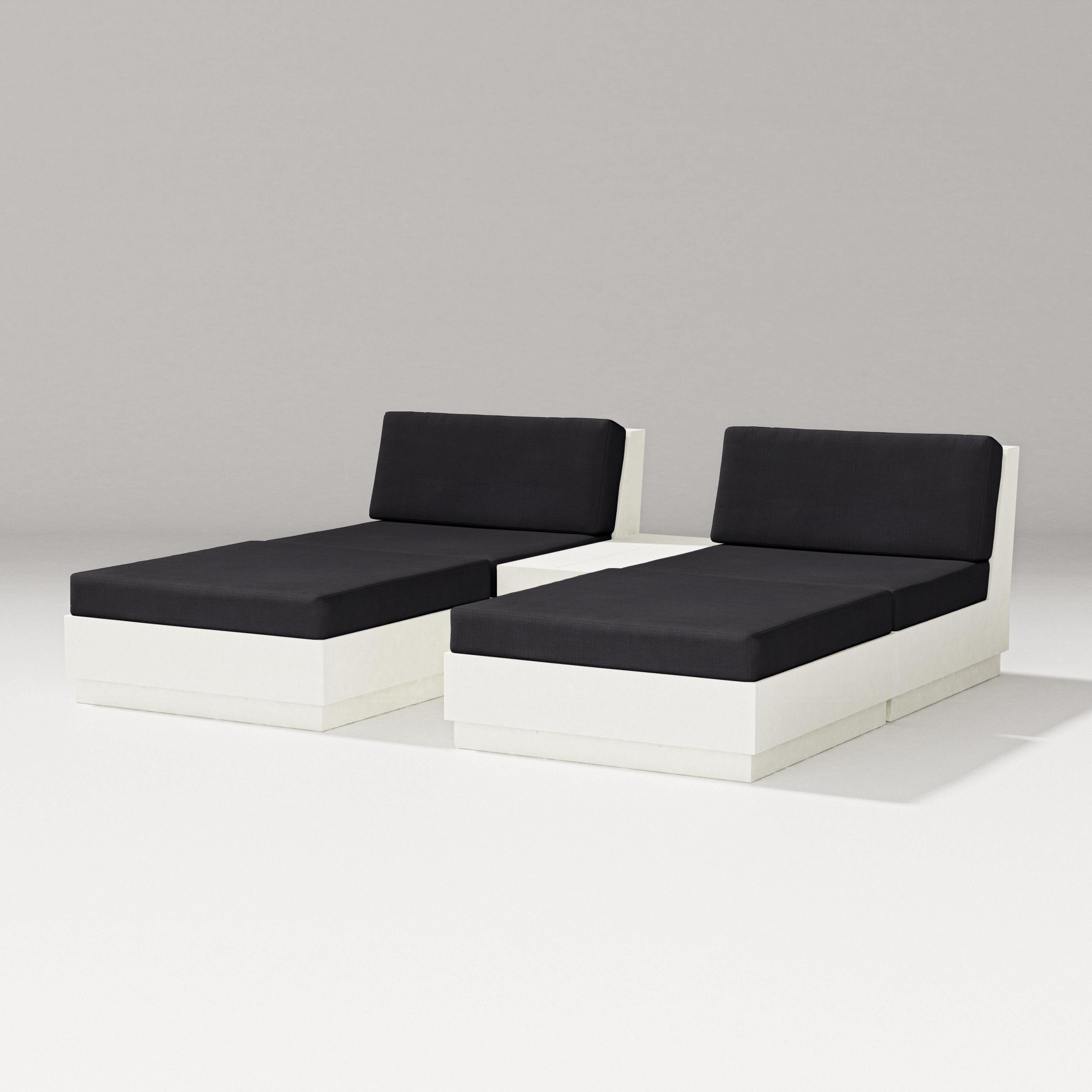 PW Designer Series Elevate Double Chaise Set in Vintage White / Midnight Linen