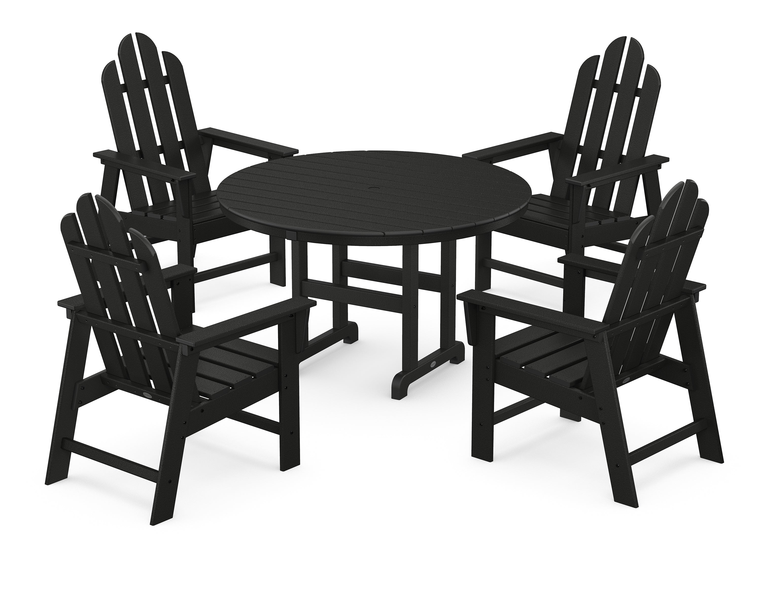 POLYWOOD® Long Island 5-Piece Round Farmhouse Dining Set in Black