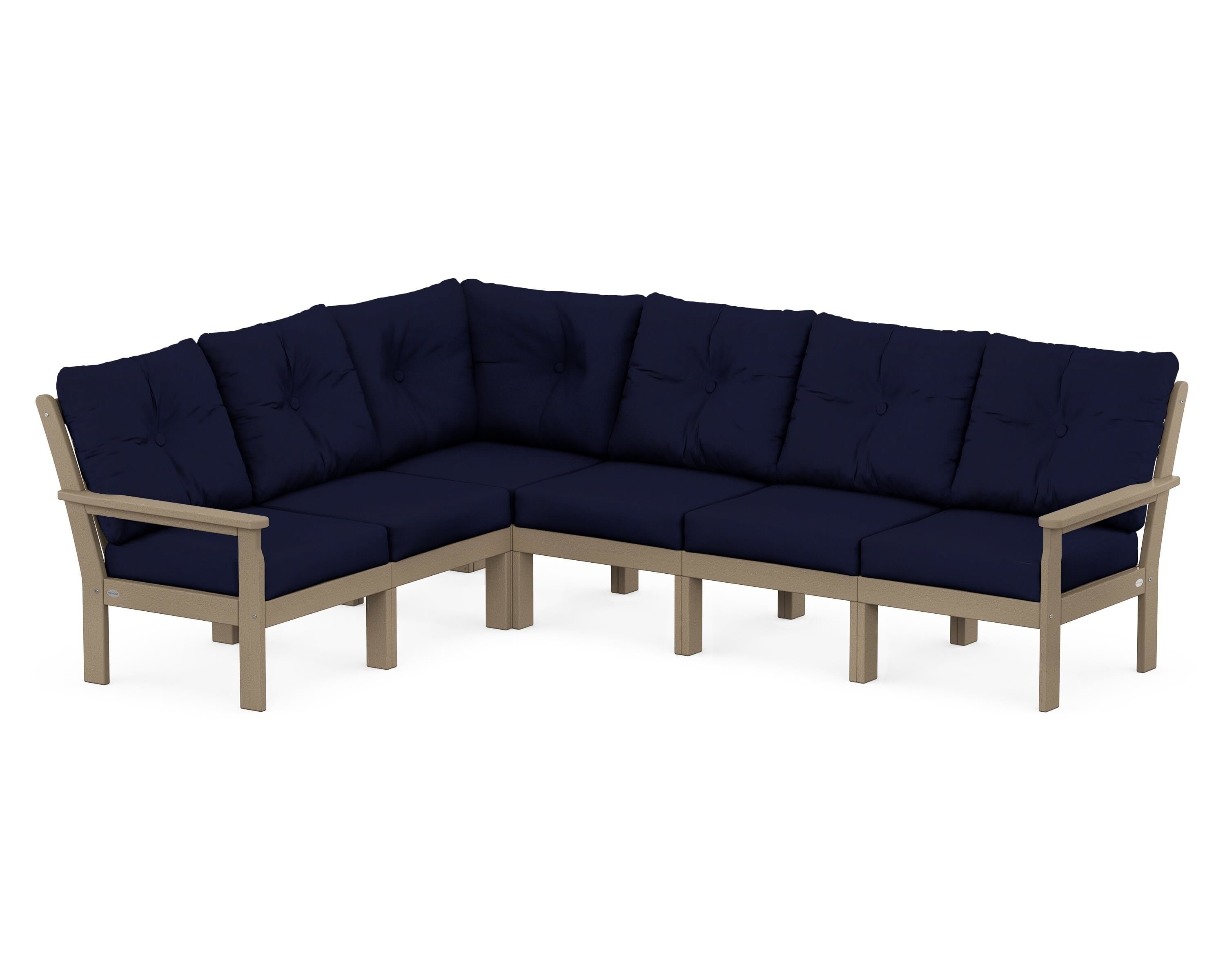 POLYWOOD Vineyard 6-Piece Sectional in Vintage Sahara / Navy
