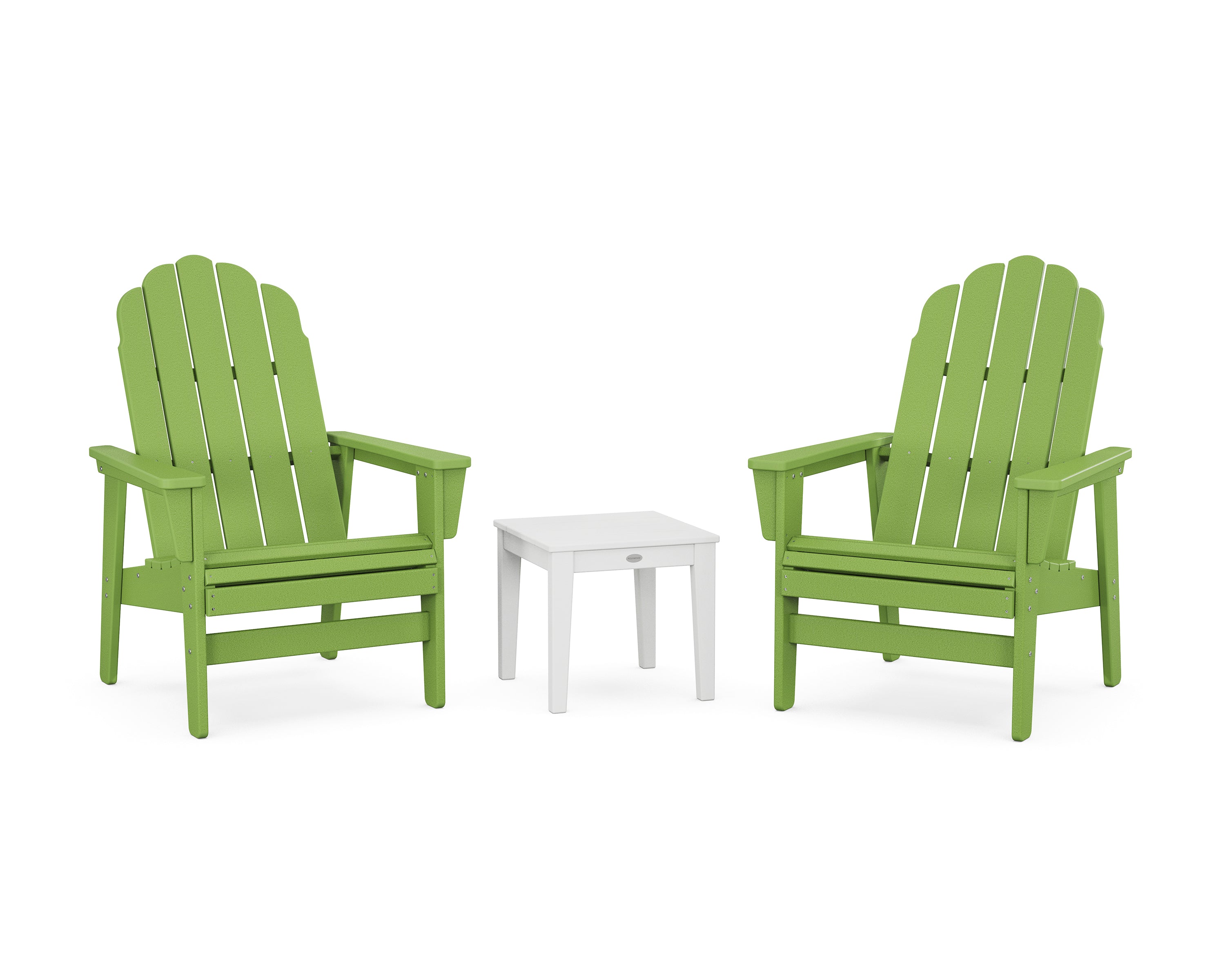 POLYWOOD 3-Piece Vineyard Grand Upright Adirondack Set in Lime / White