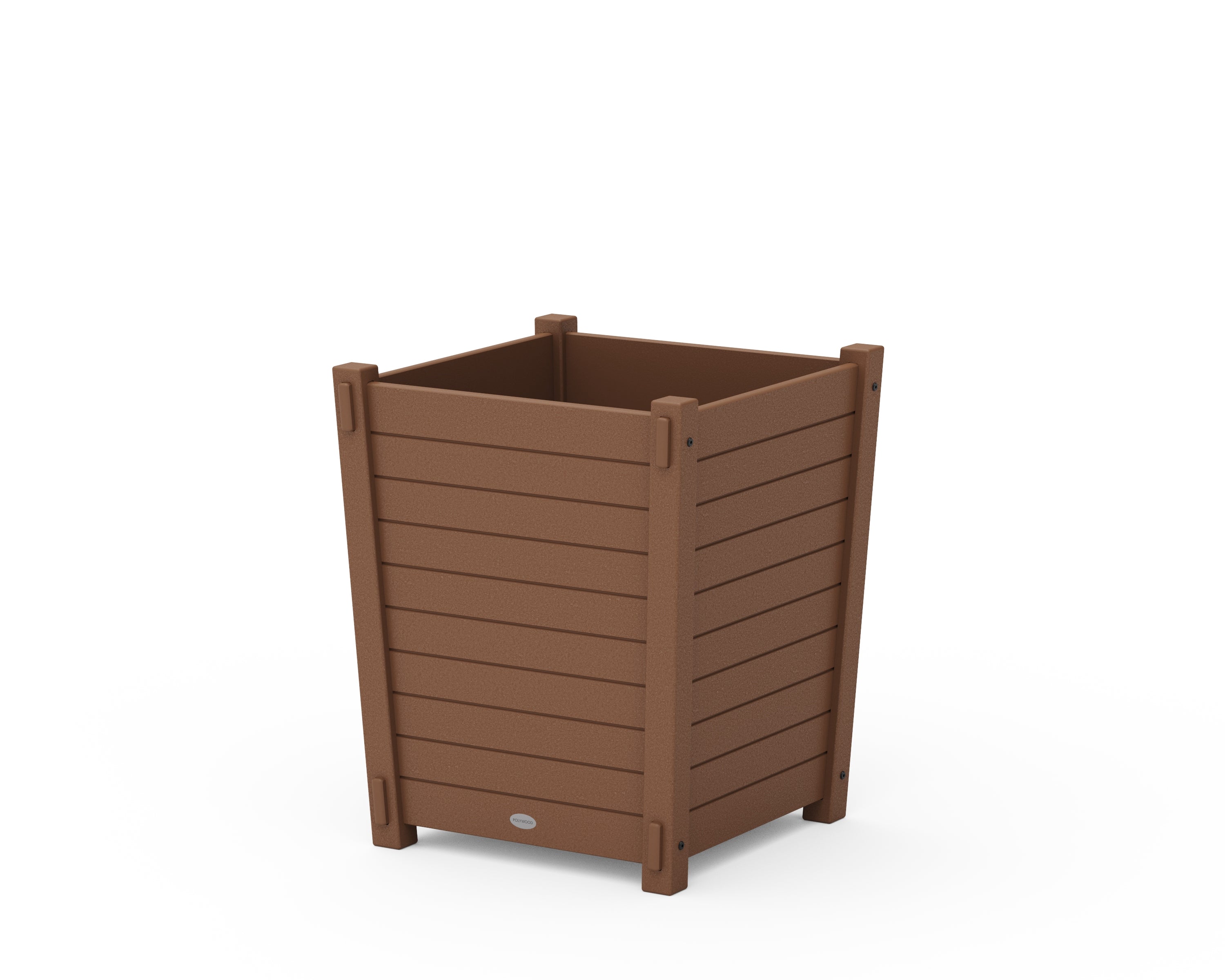 POLYWOOD Nautical Large Tapered Square Short Planter Box in Teak