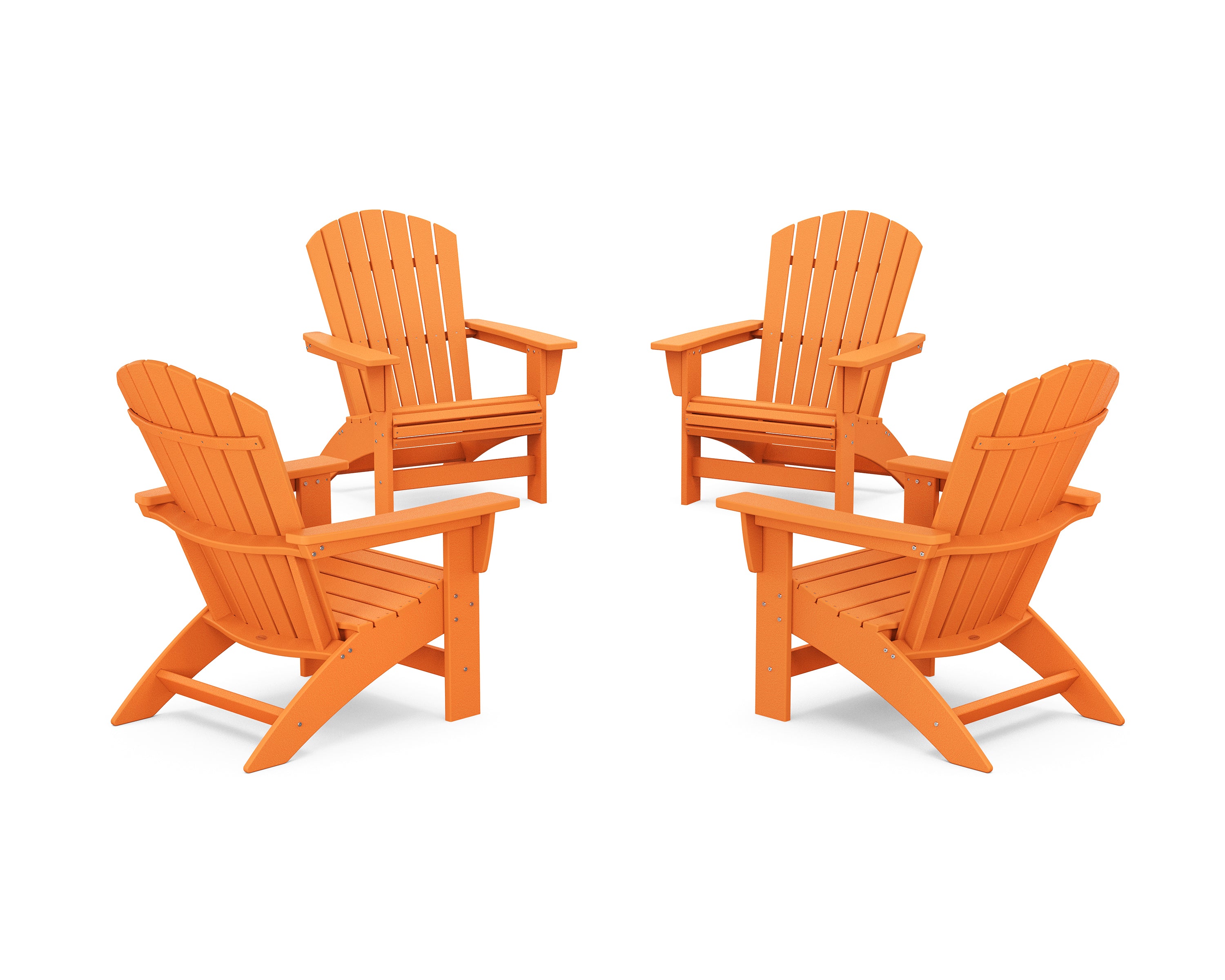 POLYWOOD 4-Piece Nautical Grand Adirondack Chair Conversation Set in Tangerine