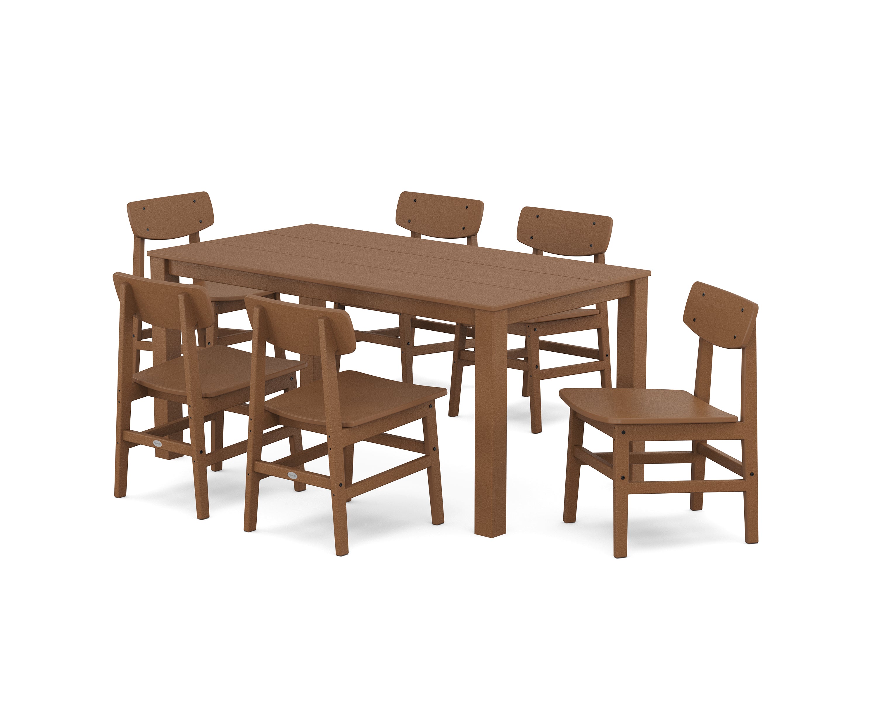 POLYWOOD Modern Studio Urban Chair 7-Piece Parsons Table Dining Set in Teak