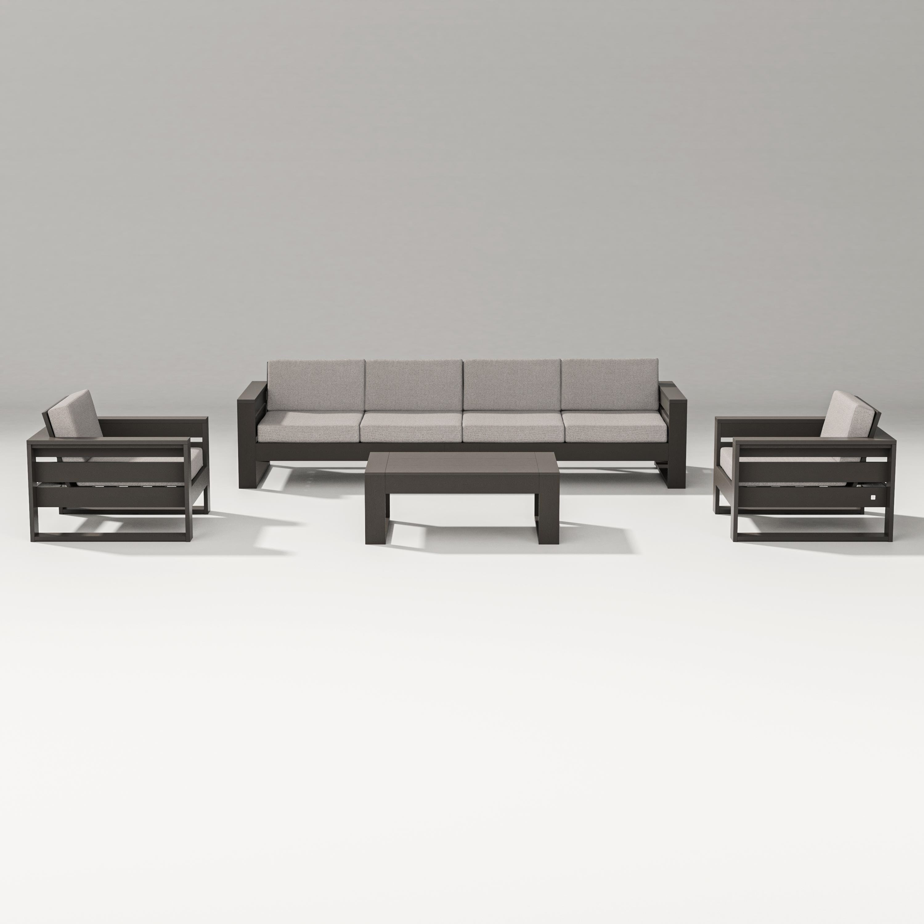PW Designer Series Latitude 5-Piece Lounge Sofa Set in Vintage Coffee / Weathered Tweed