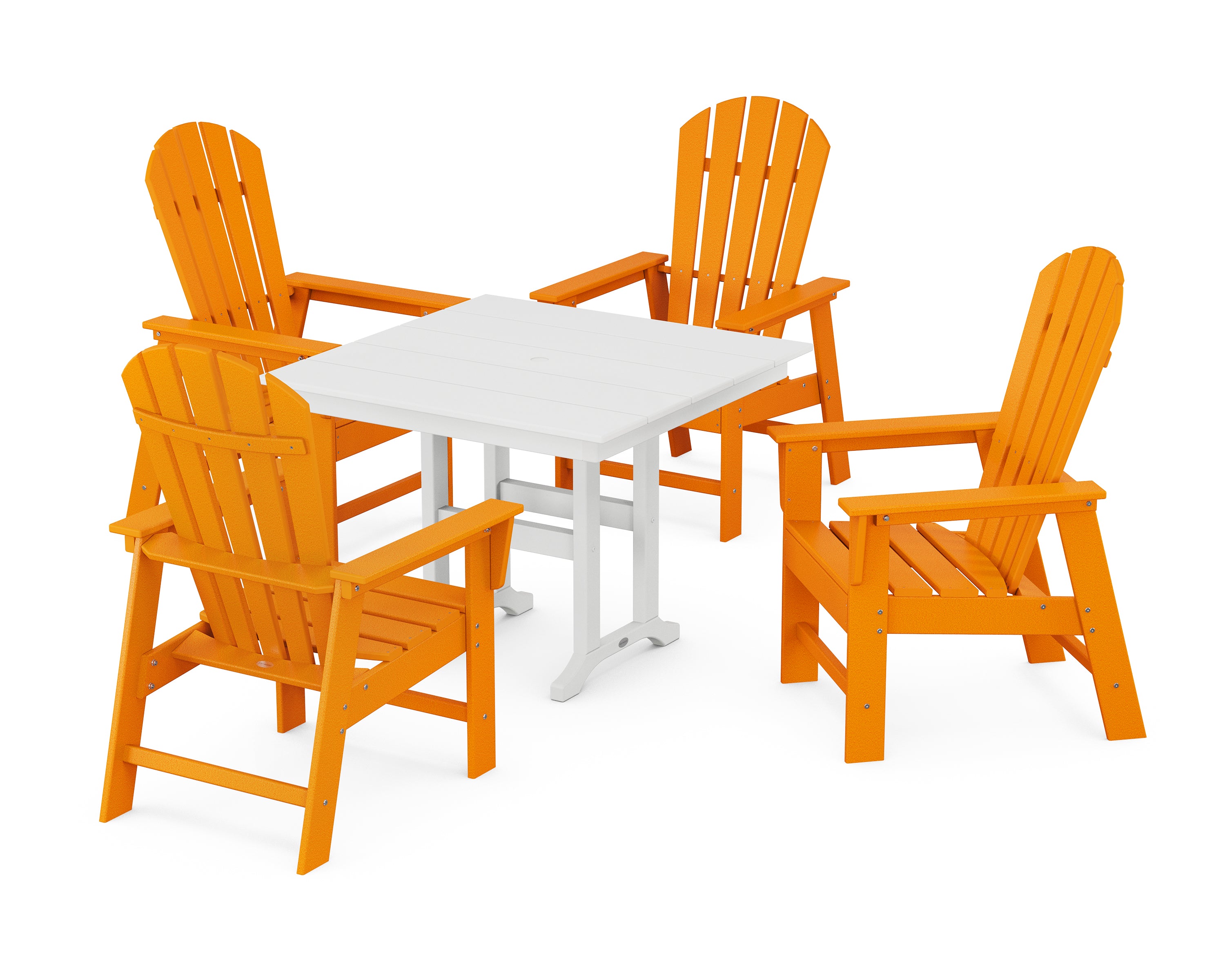 POLYWOOD South Beach 5-Piece Farmhouse Dining Set in Tangerine / White