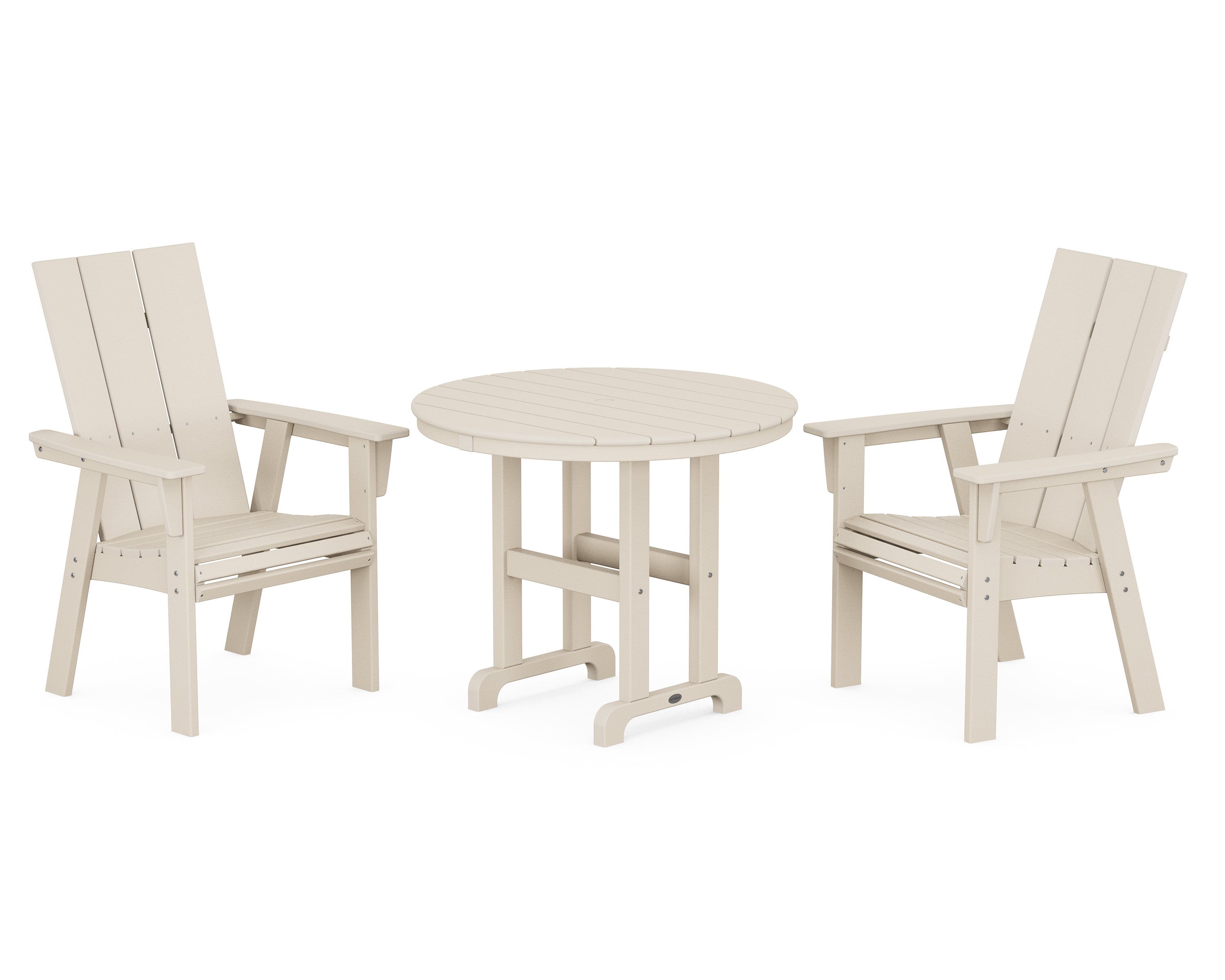 POLYWOOD® Modern Adirondack 3-Piece Round Dining Set in Sand