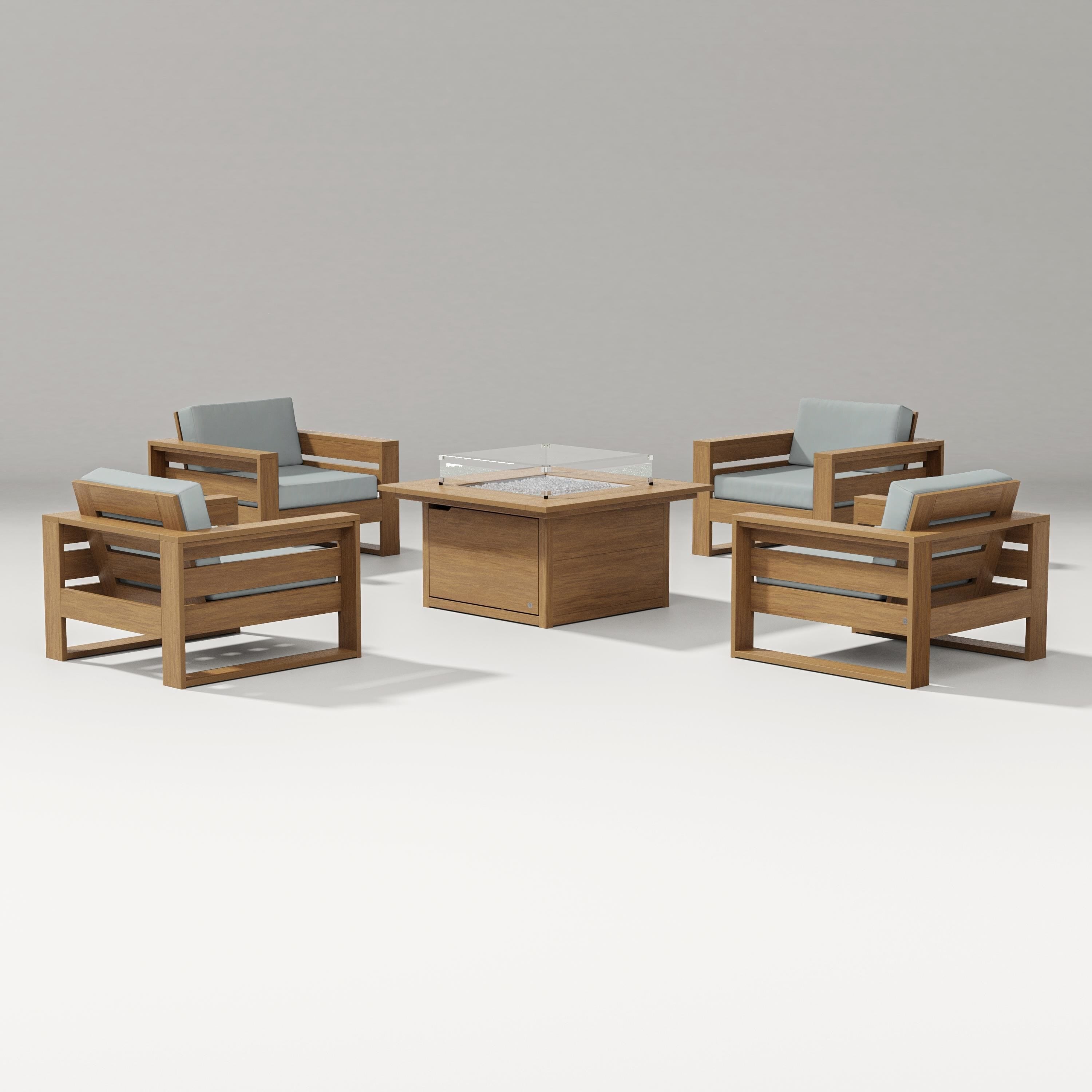 PW Designer Series Latitude 5-Piece Lounge Fire Table Set in Natural / Spa