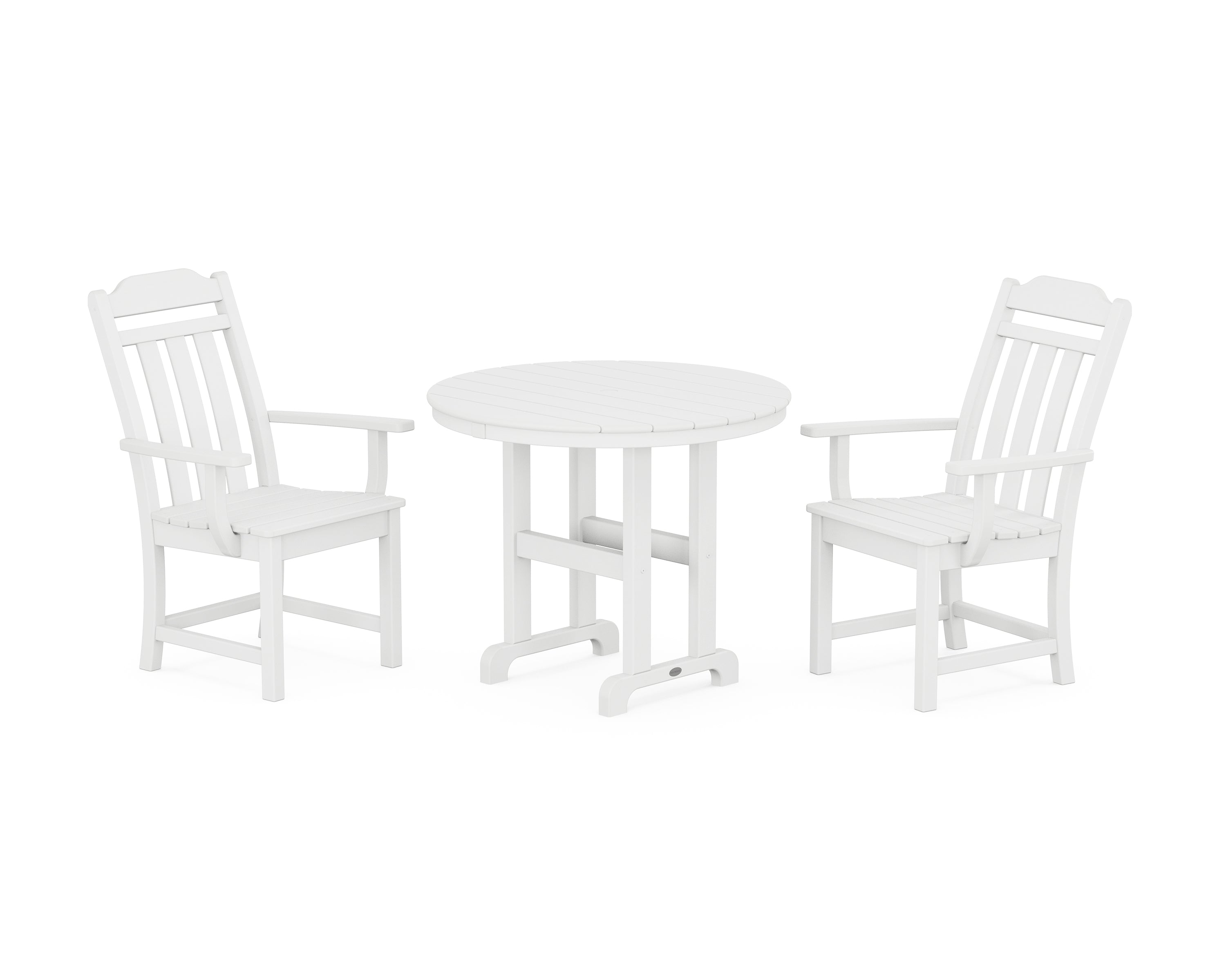 Polywood Country Living 3-Piece Farmhouse Dining Set in White