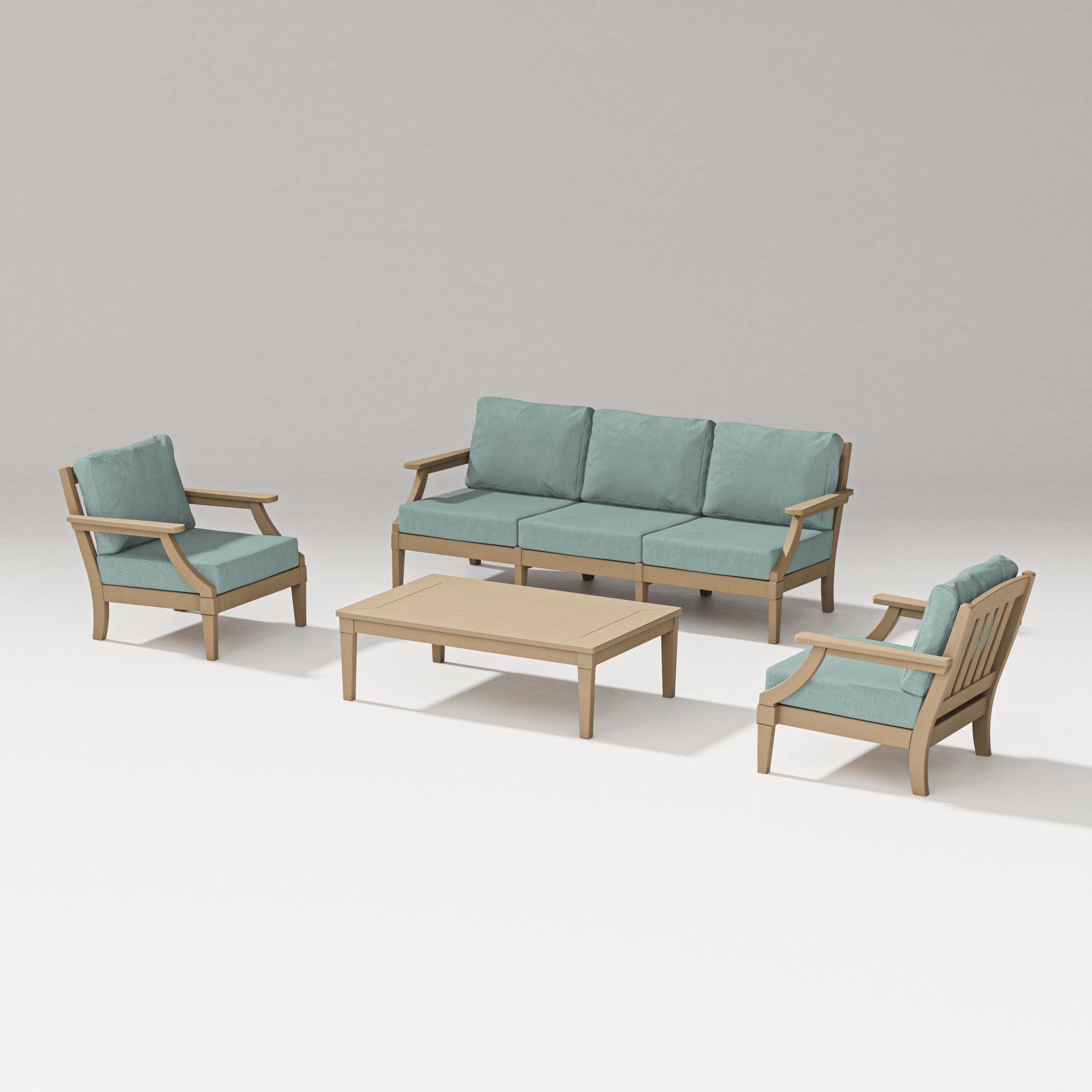 PW Designer Series Estate 4-Piece Lounge Sofa Set in Vintage Sahara / Glacier Spa