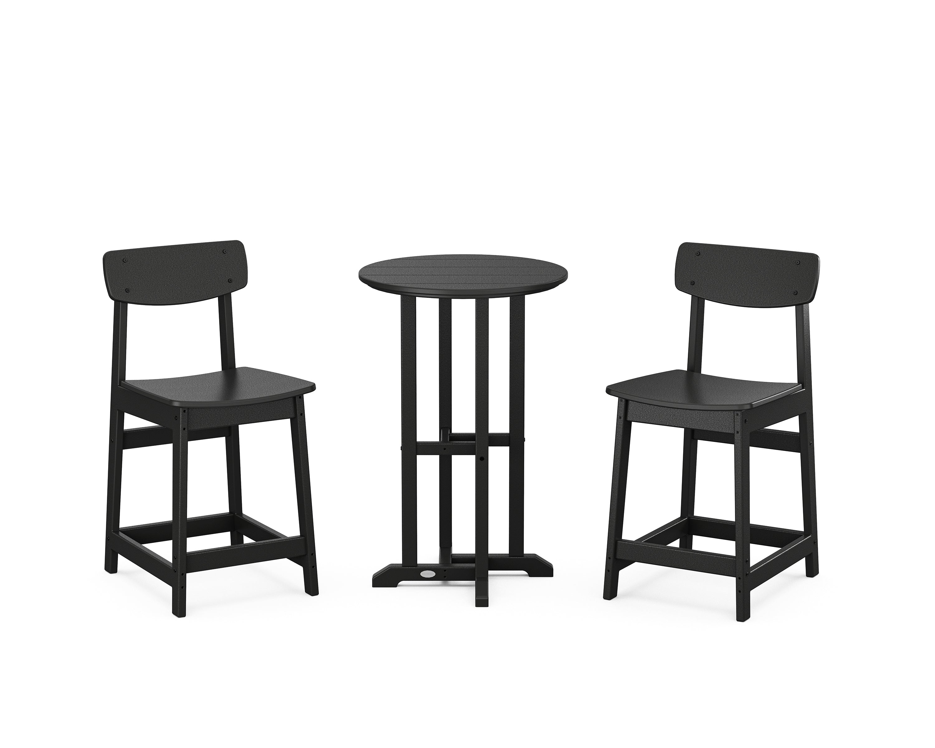 POLYWOOD Modern Studio Urban Chair 3-Piece Bistro Counter Set in Black