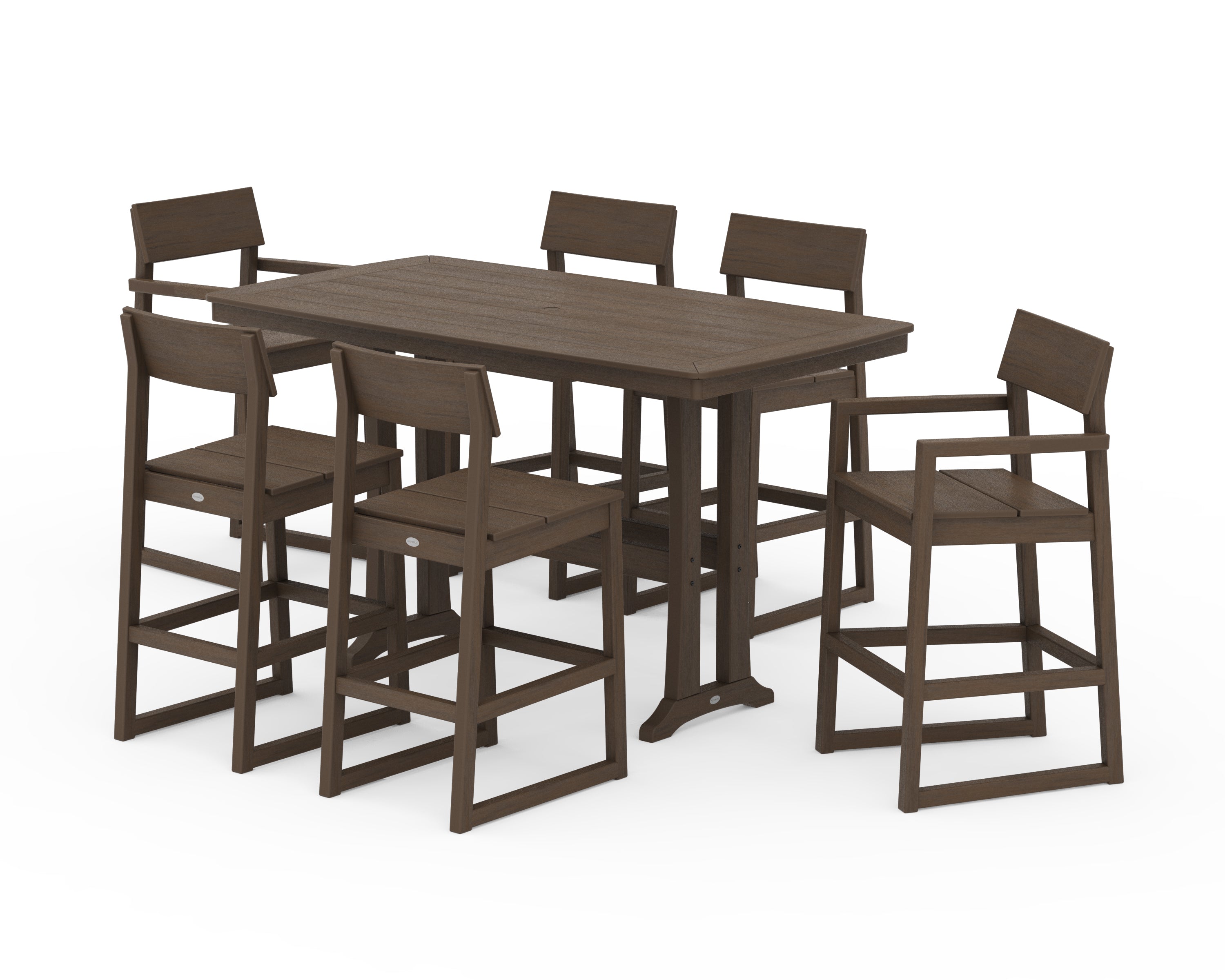 POLYWOOD EDGE 7-Piece Bar Set with Trestle Legs in Kona