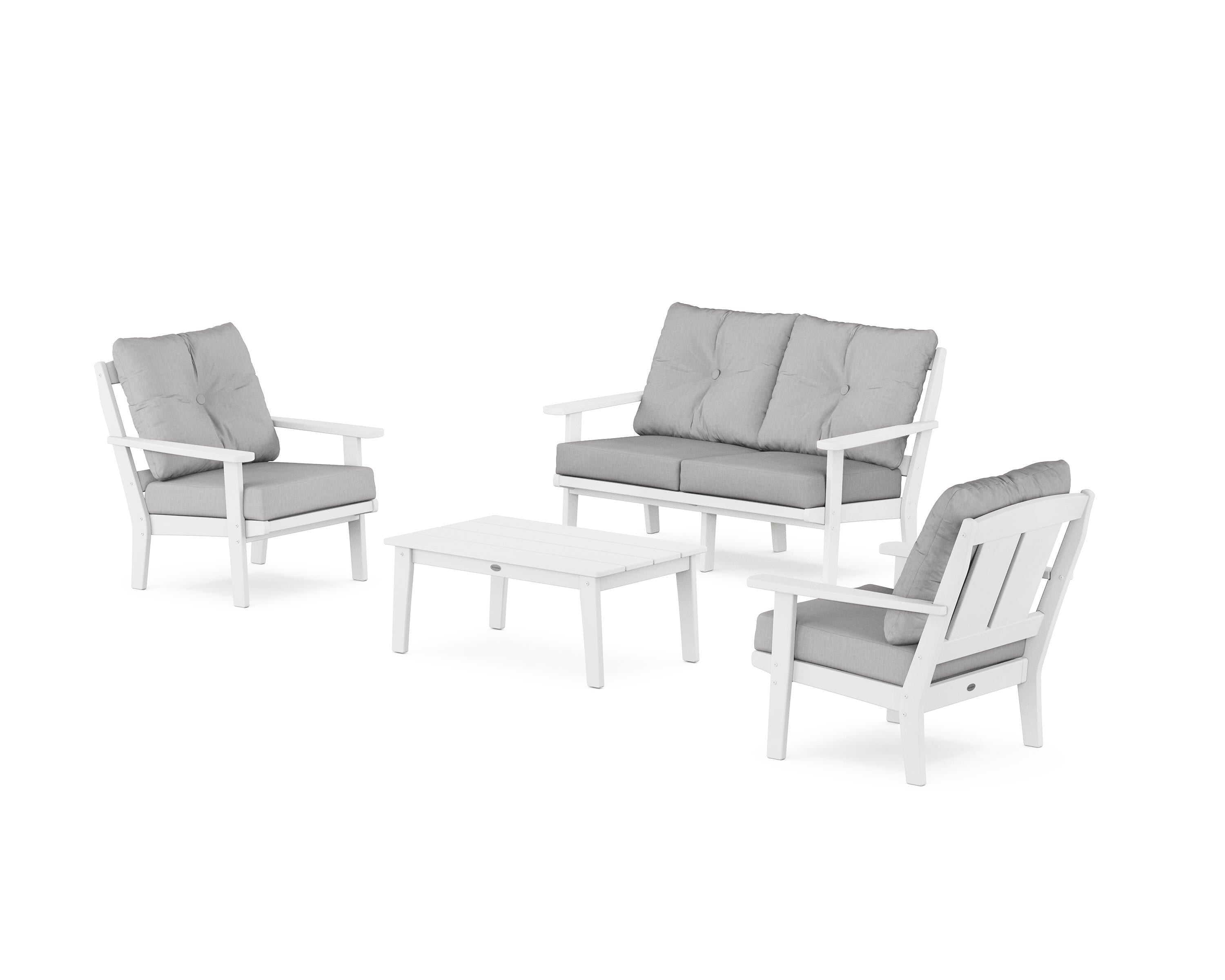 POLYWOOD Mission 4-Piece Deep Seating Set with Loveseat in White / Granite