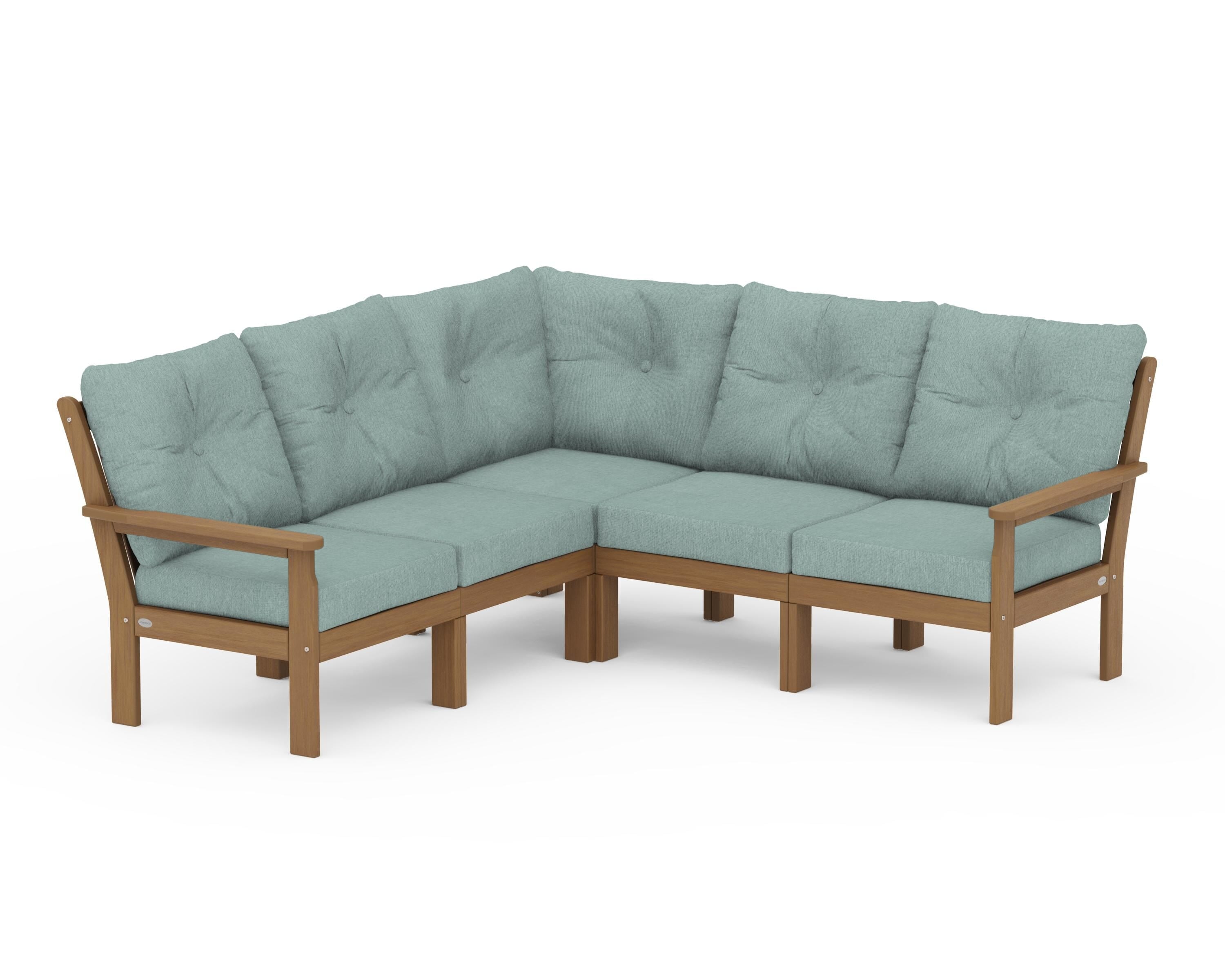 POLYWOOD Vineyard 5-Piece Sectional in Natural / Glacier Spa