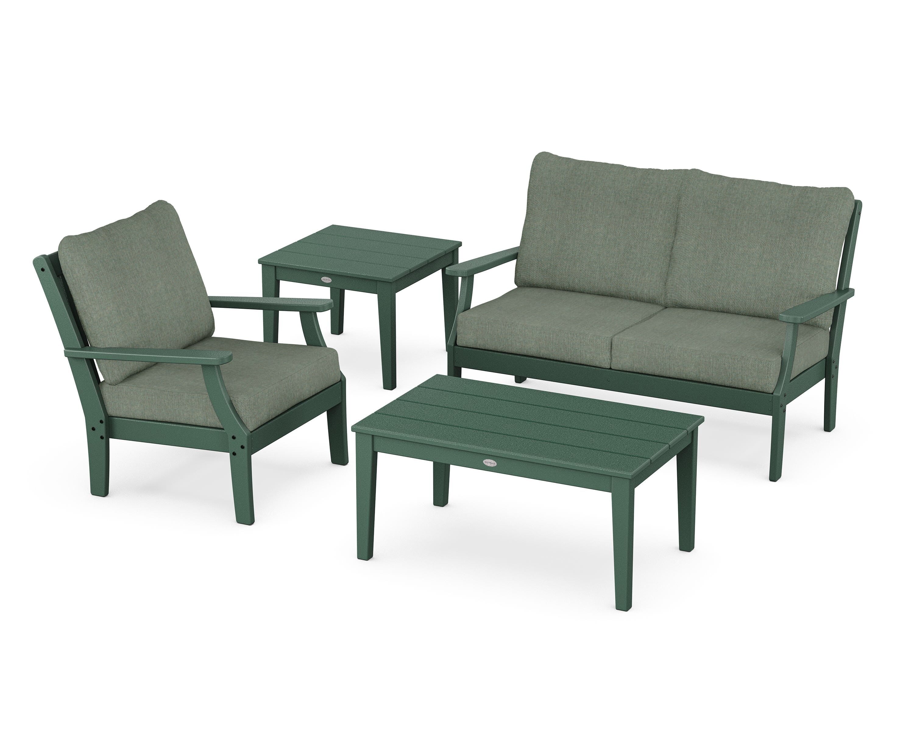 POLYWOOD Braxton 4-Piece Deep Seating Set in Green / Cast Sage