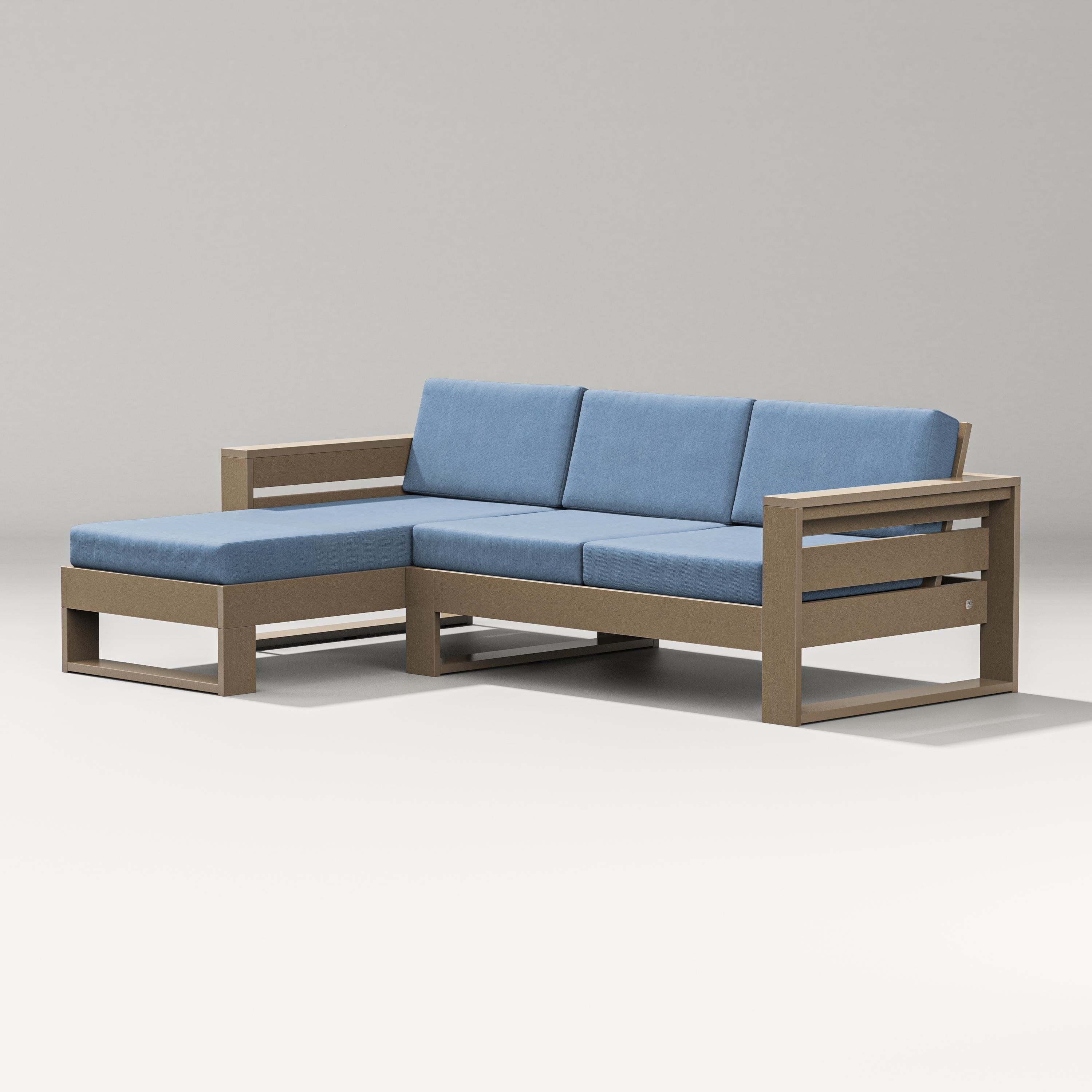 PW Designer Series Latitude Left Chaise Sectional in Vintage Sahara / Sky Blue